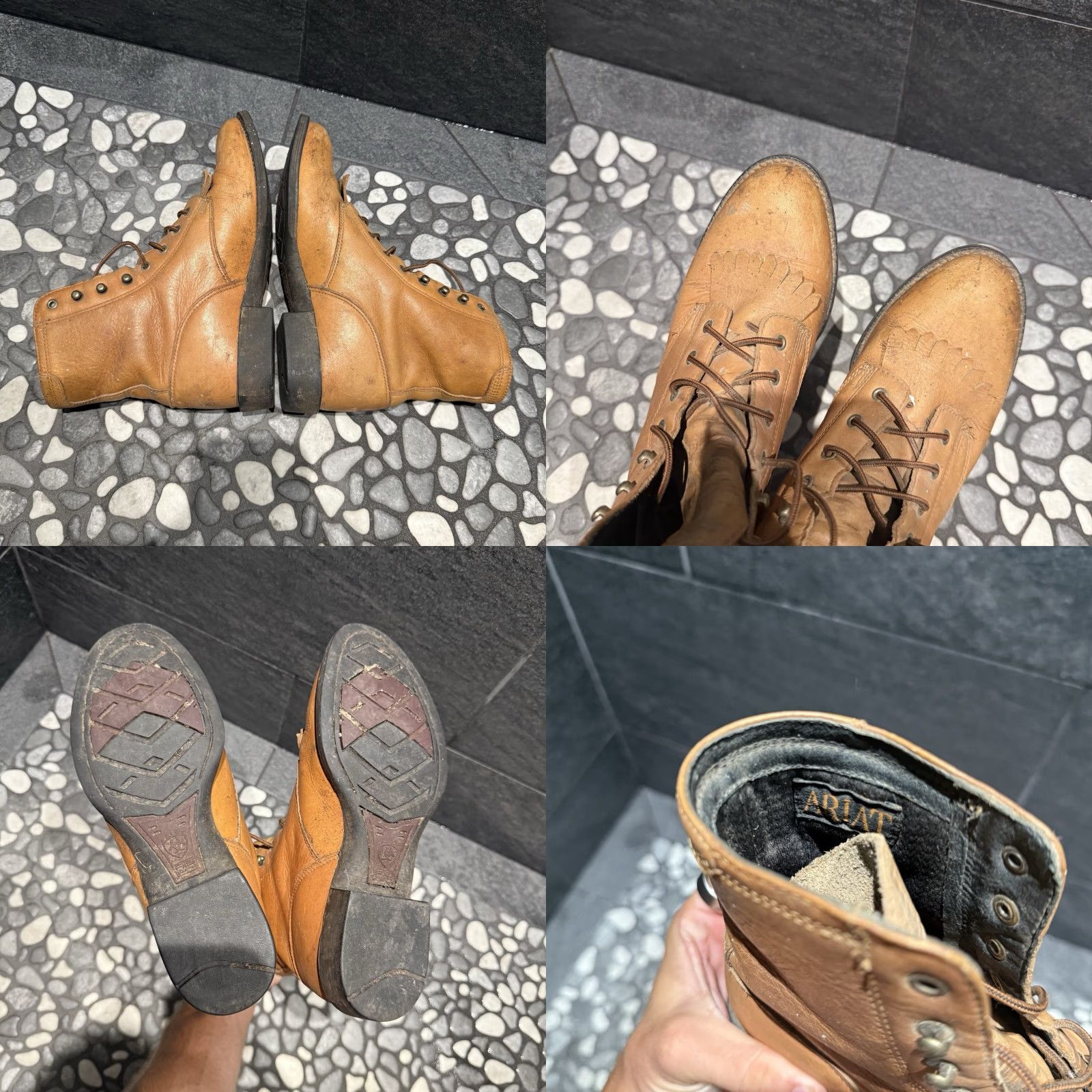 Ariat Ariat Boots Packer 11071 Brown Leather Western Vintage Boots Women B 6 3.5 36 11071 Victorian Leather Lining Ankle Shaft Block Heel Toe Almond Flaws Size US 6 / IT 36 - 8 Thumbnail