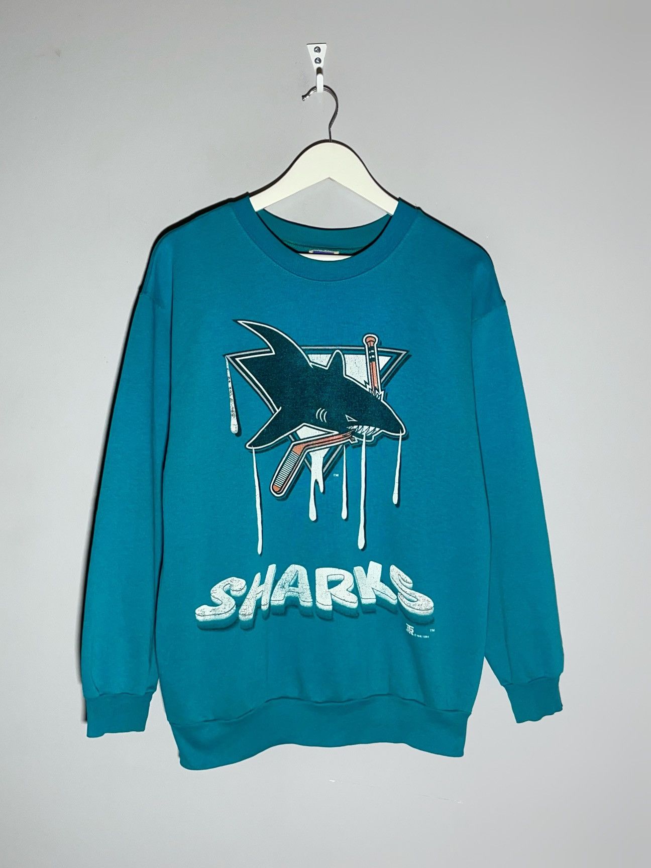 NHL × Vintage Sharks 1994 NHL Vintage Y2k Streetwear Hockey Sweatshirt Size US L / EU 52-54 / 3 - 1 Thumbnail