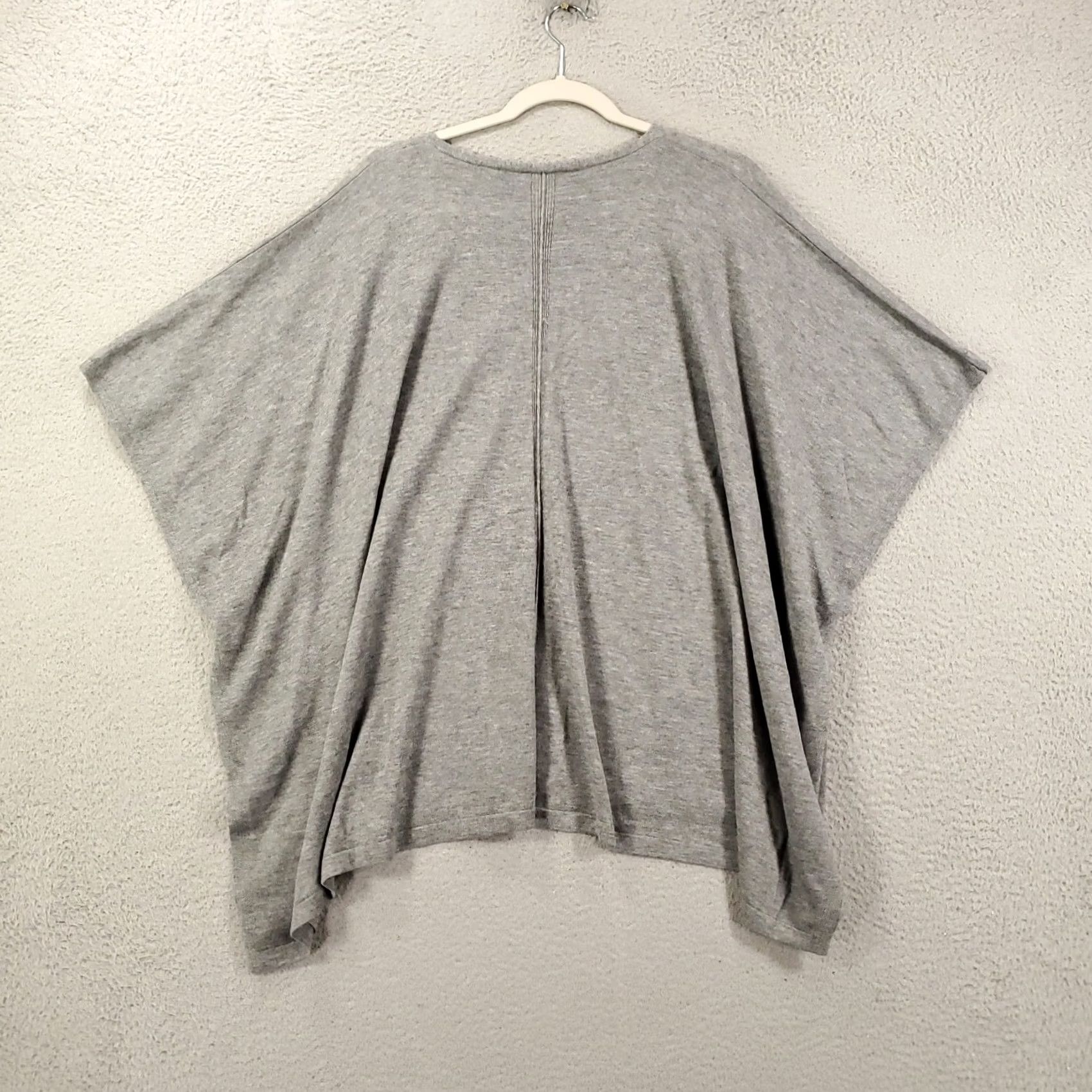 J. Jill J. Jill Womens Gray Wool Blend Poncho Sweater One Size Kimono Sleeve Side Button Casual Size ONE SIZE - 7 Thumbnail