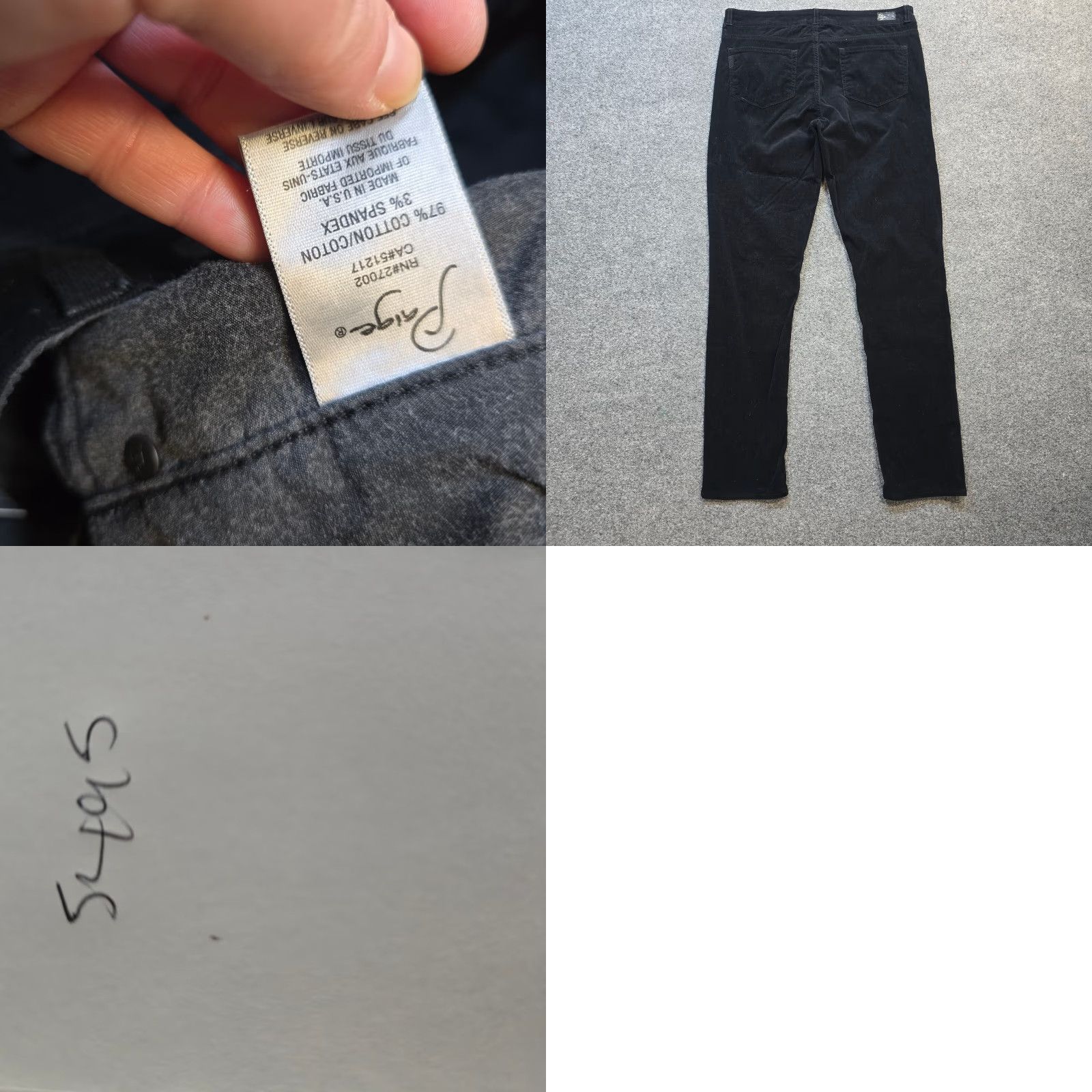 Paige Paige Pants Womens Size 32 Black Corduroy Velour Skinny Skyline Holiday Casual Small Review: N/A Size 24" / US 00 / IT 34 - 8 Thumbnail