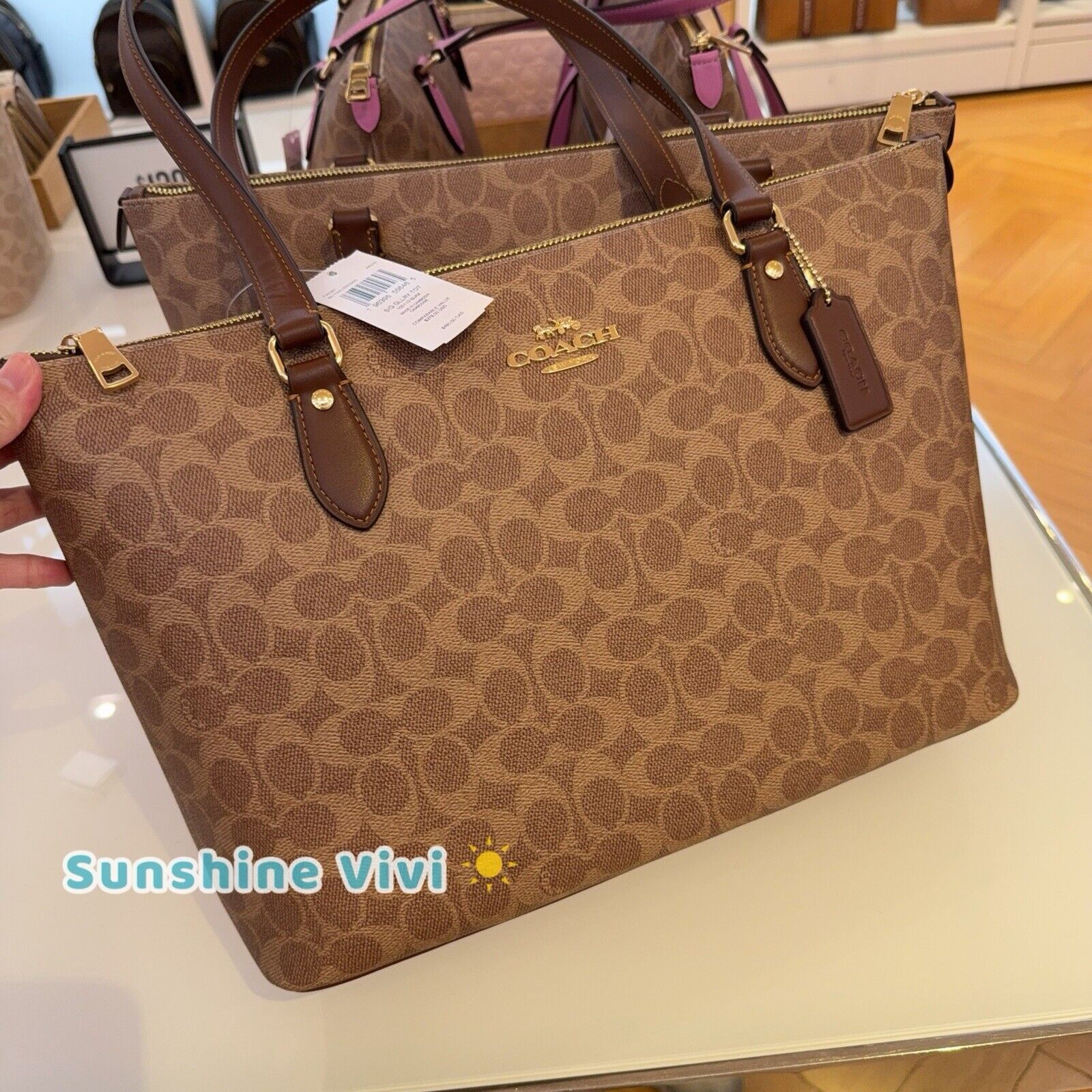 Coach NWT Coach Gallery Tote Bag Canvas CW381 Gold /Tan/Brown Size ONE SIZE - 1 Thumbnail
