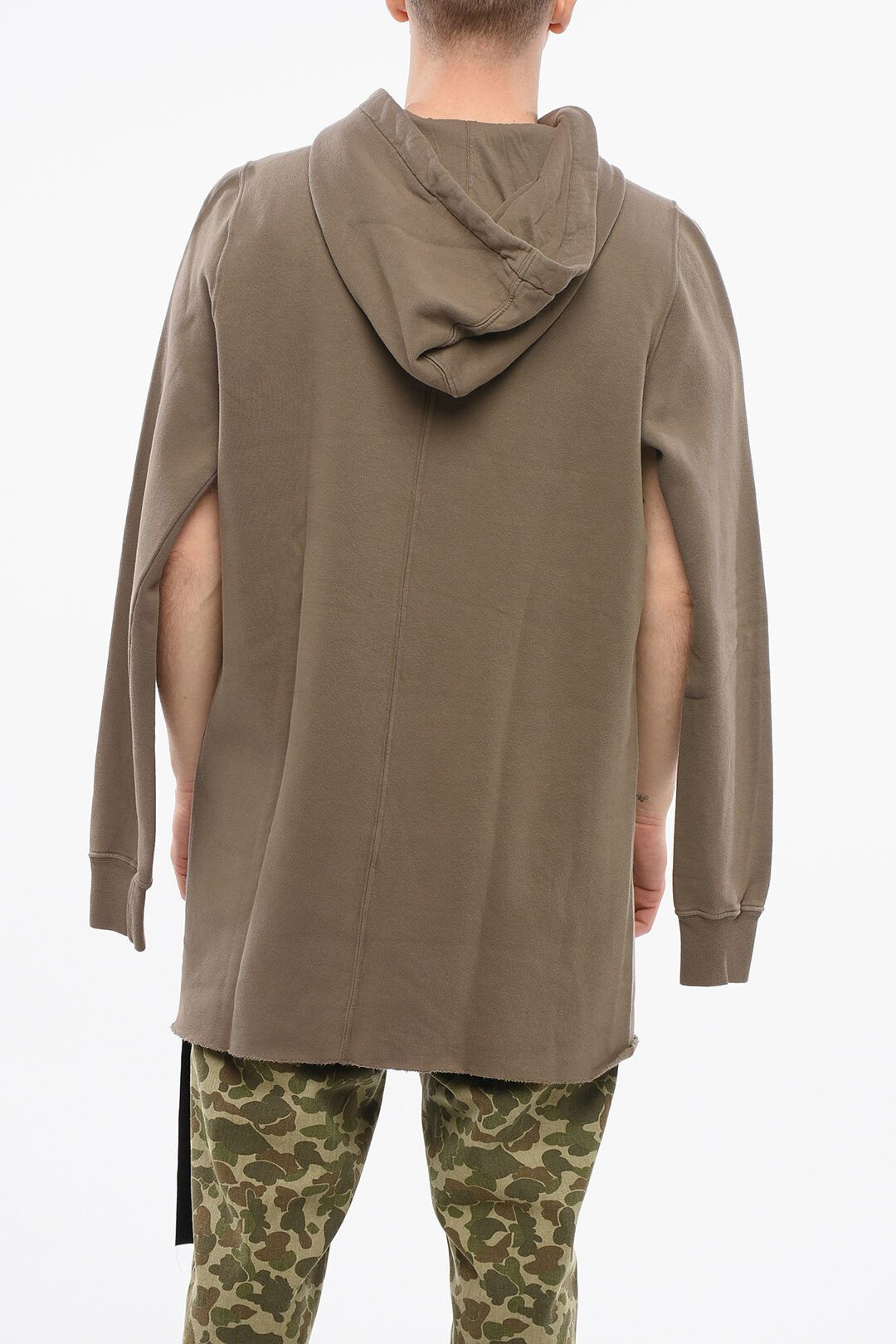 Rick Owens og1mm1025 Cut-outs and Raw-cut Hem Hoodie in Brown Size US S / EU 44-46 / 1 - 2 Thumbnail