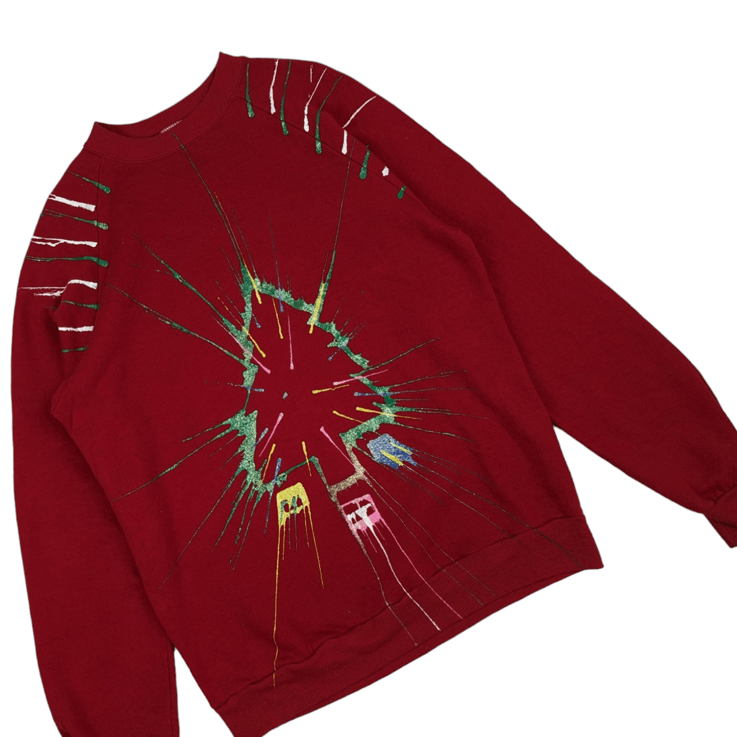 Vintage Vintage 90's CHRISTMAS TREE Art Paint Custom Sweatshirt Size US M / EU 48-50 / 2 - 3 Thumbnail