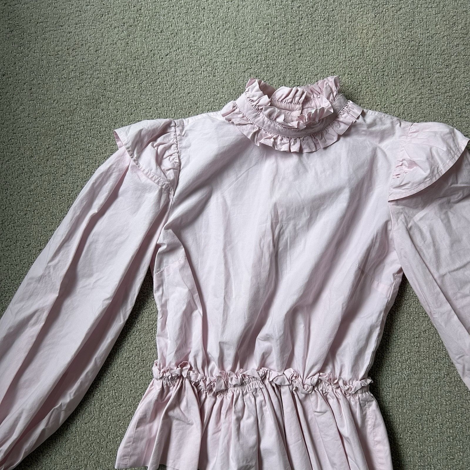 Ganni Ganni Women’s Top Pink Cotton Poplin Blouse Ruffled Cropped Size S / US 4 / IT 40 - 11 Thumbnail