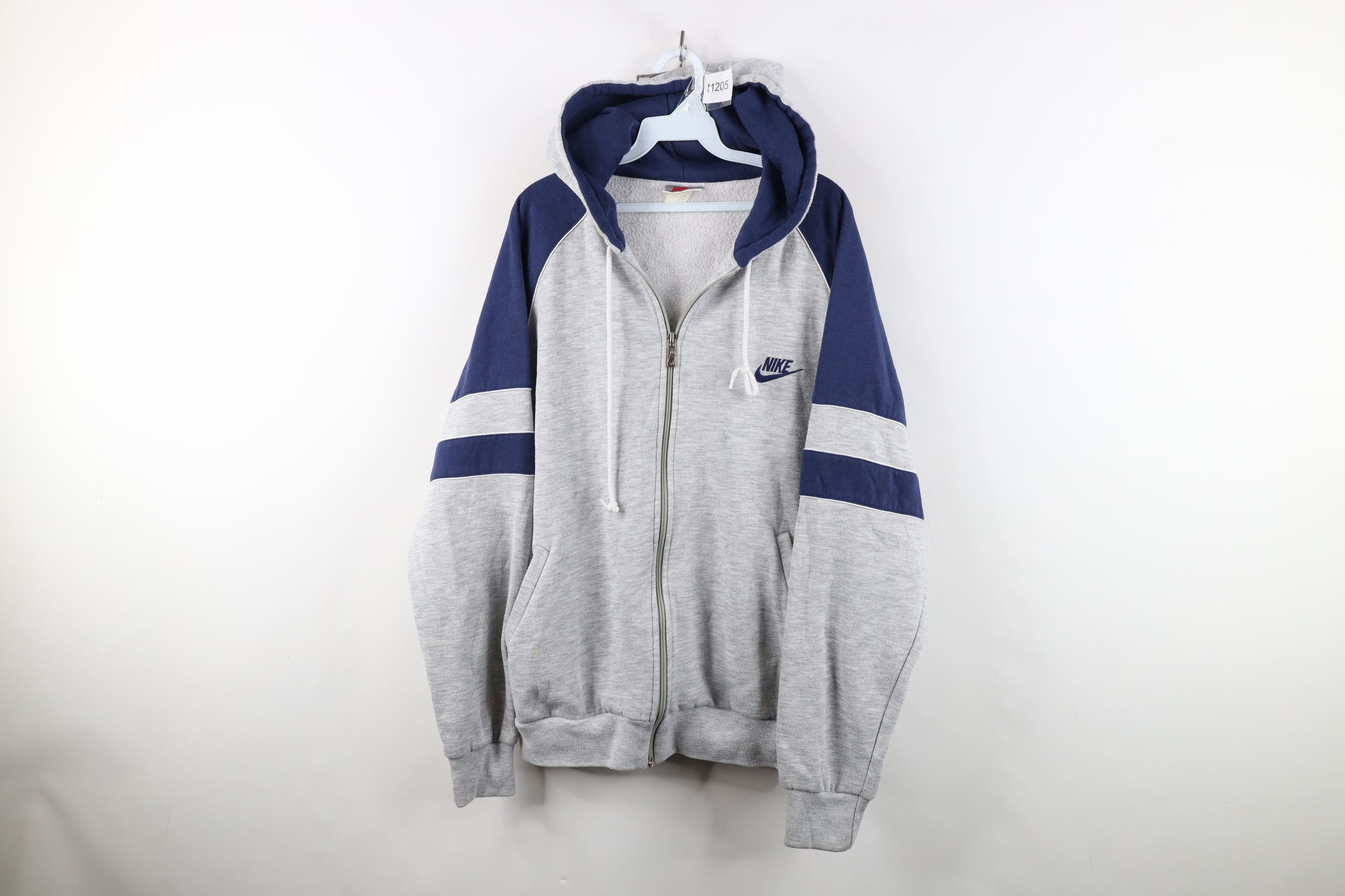 Nike Vintage 80s 90s Nike Full Zip Hoodie Sweatshirt Gray USA Size US XL / EU 56 / 4 - 1 Thumbnail