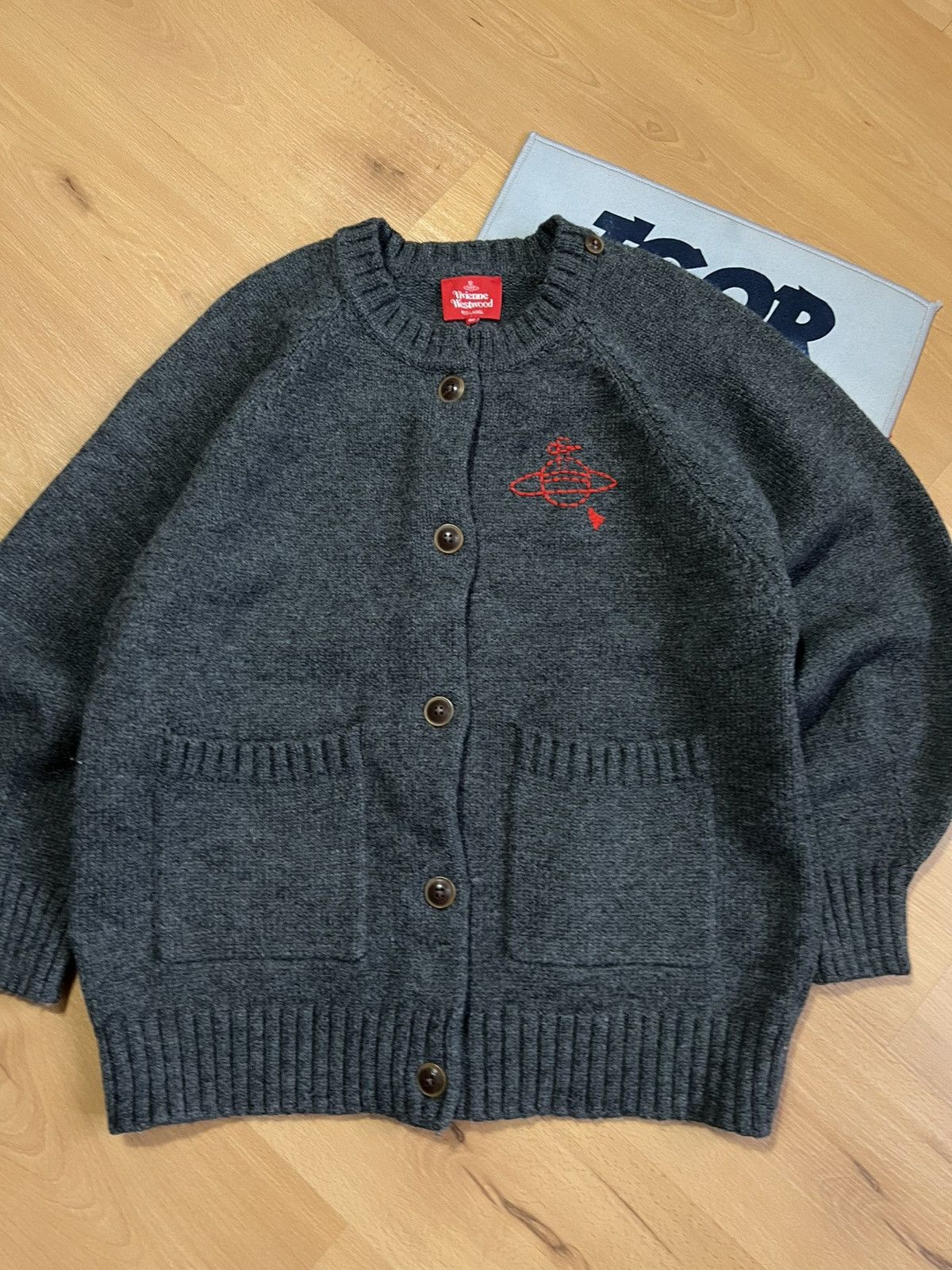 Vivienne Westwood Vivienne Westwood Red Label Wool Cardigan Grey Logo Japan Size US L / EU 52-54 / 3 - 4 Thumbnail