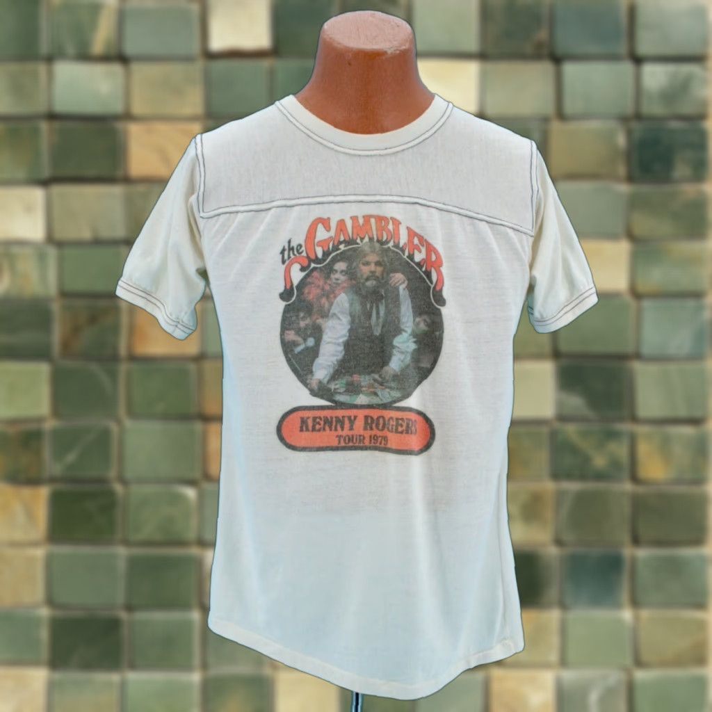 Vintage VTG Bantams The Gambler 70s Tour TShirt Mens White 79 Band T-Shirt SZ L Graphic Tee 1970s Decade Vintage Size US L / EU 52-54 / 3 - 1 Thumbnail