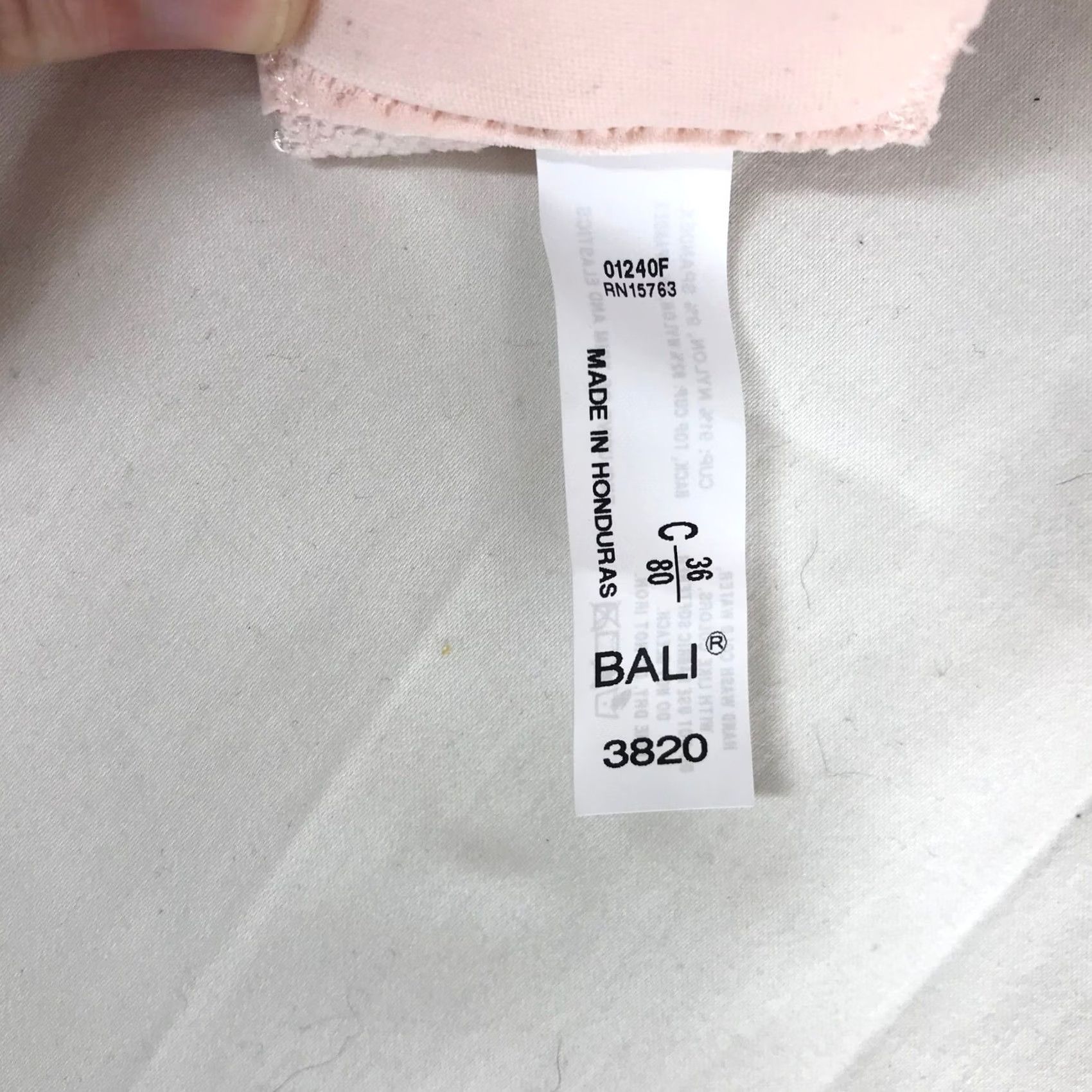 Vintage Bali Double Support Wirefree Bra 3820 Pink Lace Jacquard 36C Womens Size ONE SIZE - 5 Thumbnail