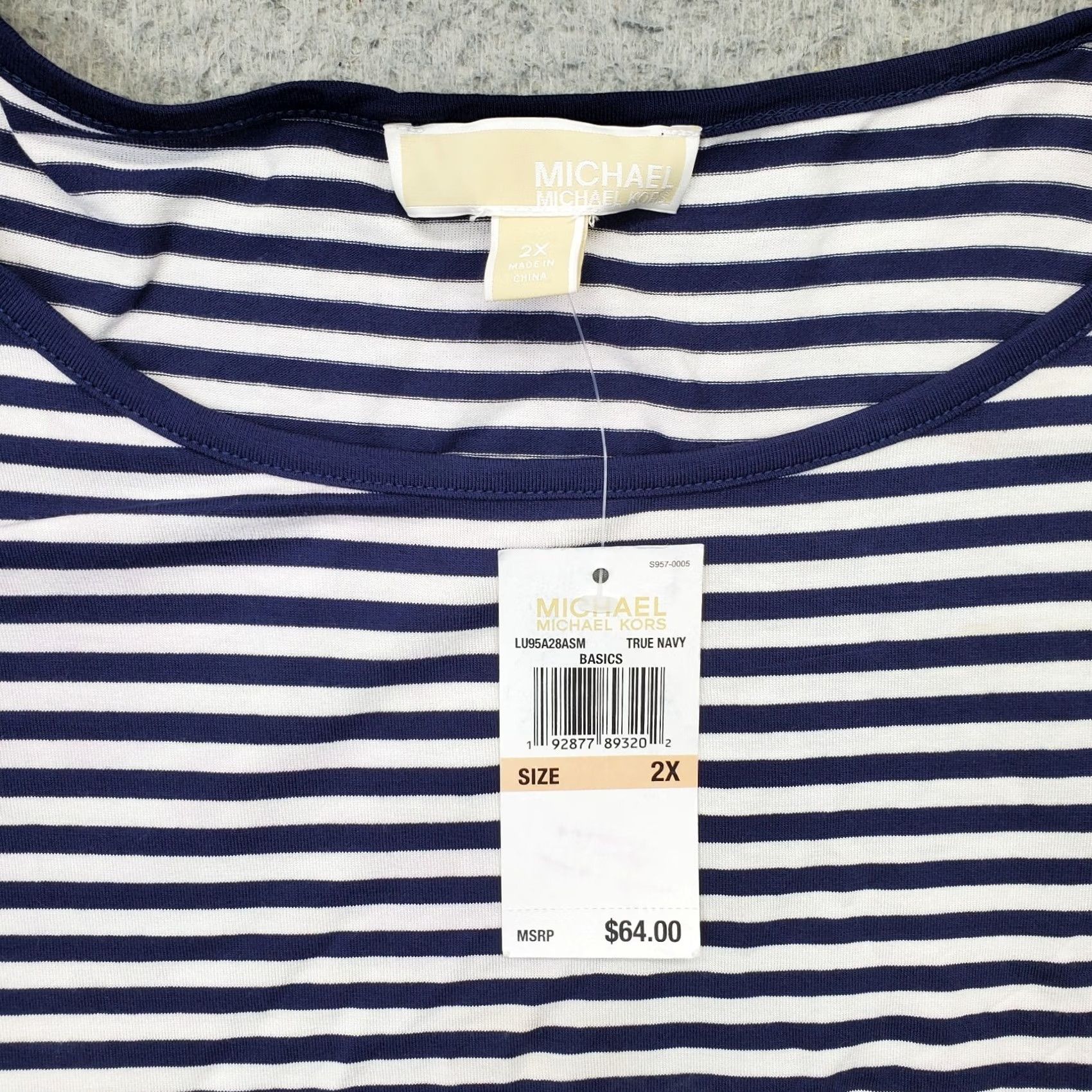 Michael Kors Michael Kors Blouse Womens 2X Striped Cap Sleeve Round Neck Knot Side Size 2X Multicolor Womens Blouse, Casual, Basic, Spring/Summer, Plus Size Size XXL / US 16-18 / IT 52-54 - 5 Thumbnail
