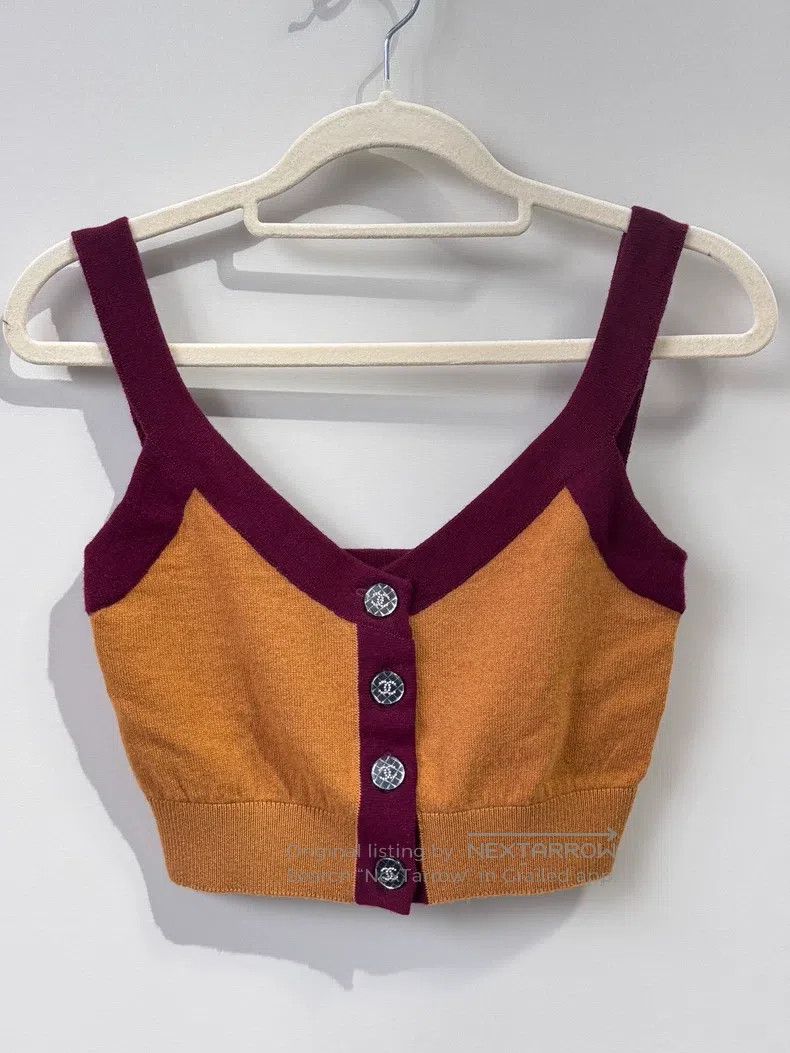 Chanel Chanel 21K wine red with bright yellow short knitted suspe Size XXS / US 00 / IT 34 - 1 Thumbnail
