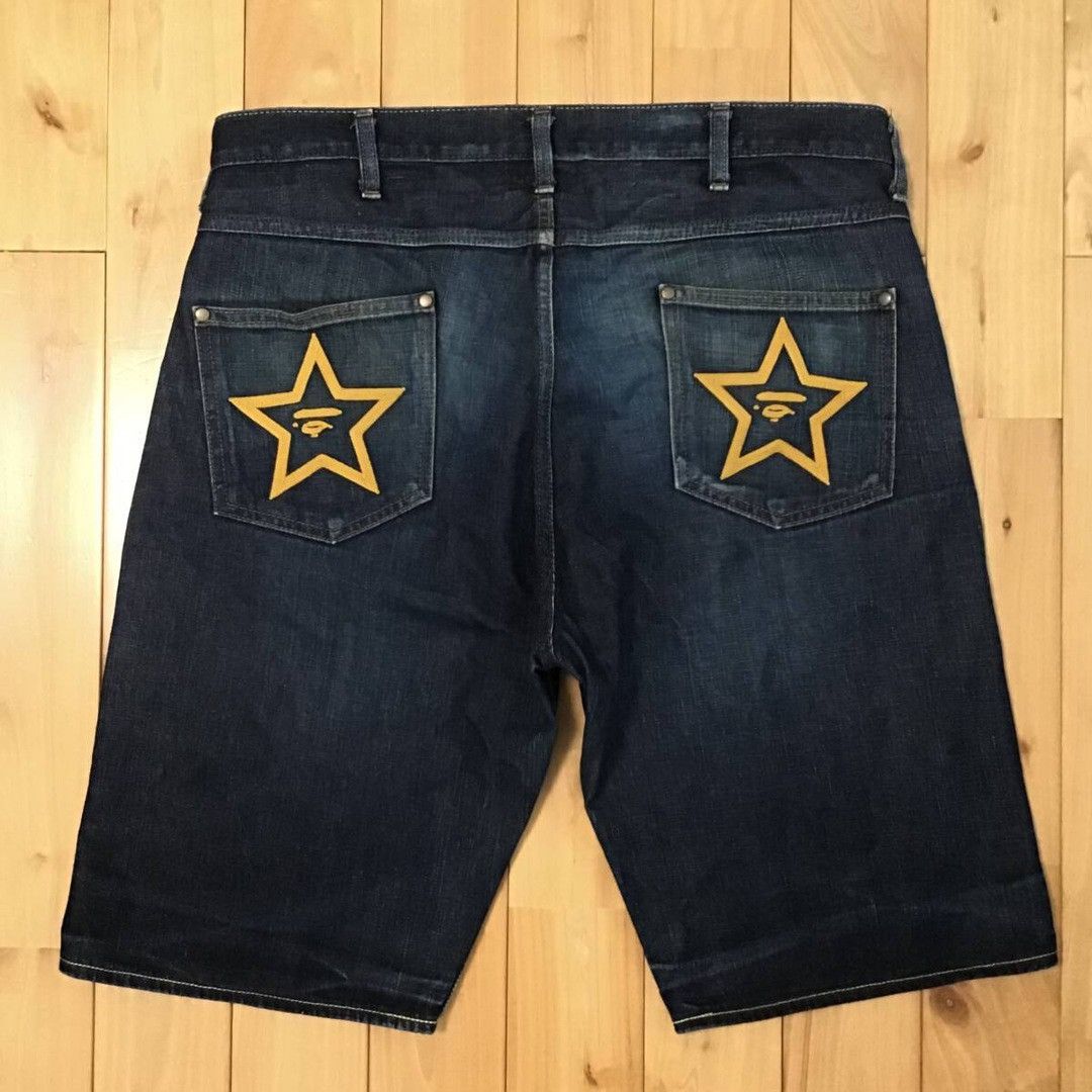 Bape BAPE STA embroidered denim shorts a bathing ape star ★size L Size US 34 / EU 50 - 1 Thumbnail