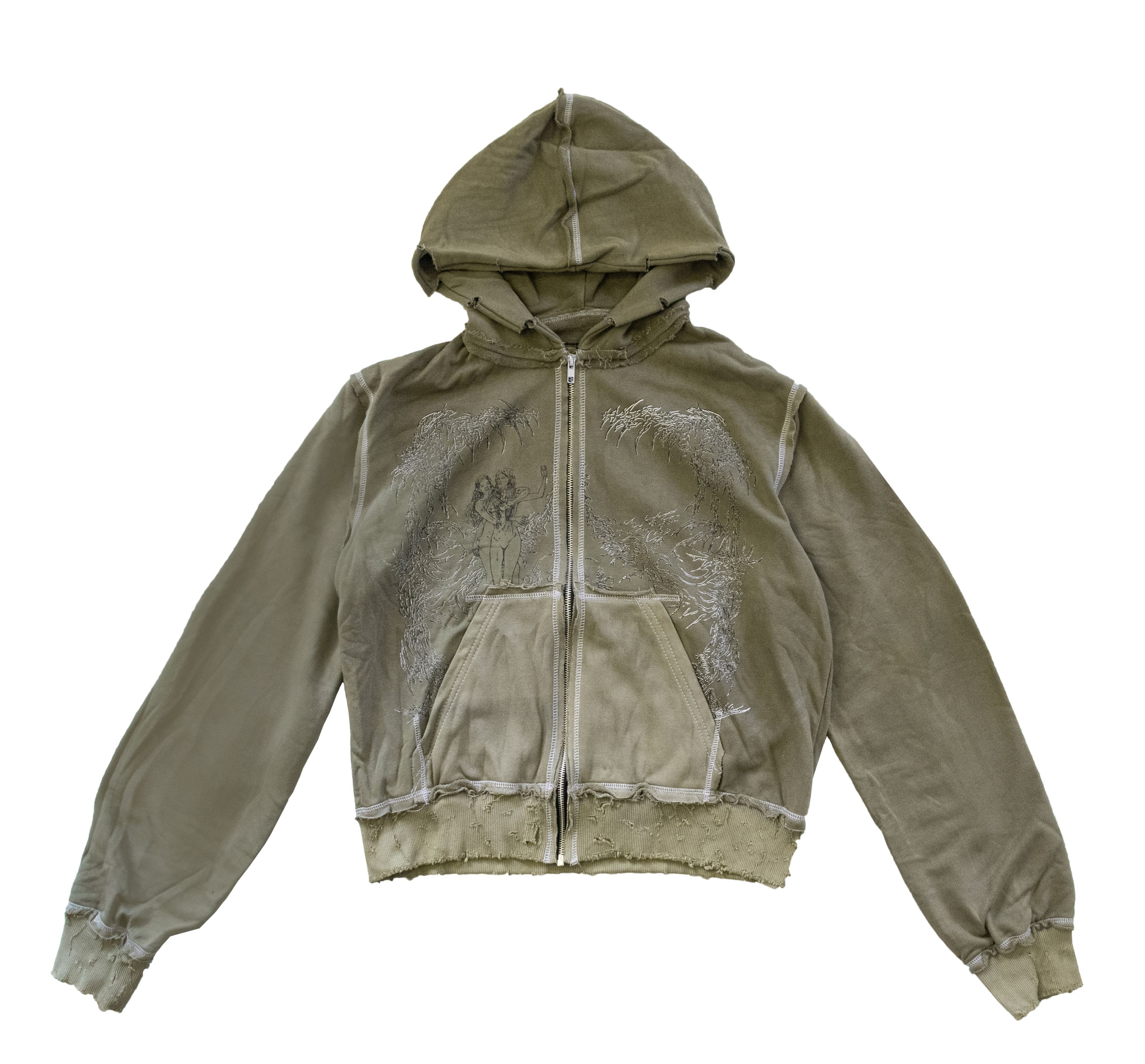 Japanese Brand oedema "nymph" white distressed hoodie Size US L / EU 52-54 / 3 - 3 Thumbnail