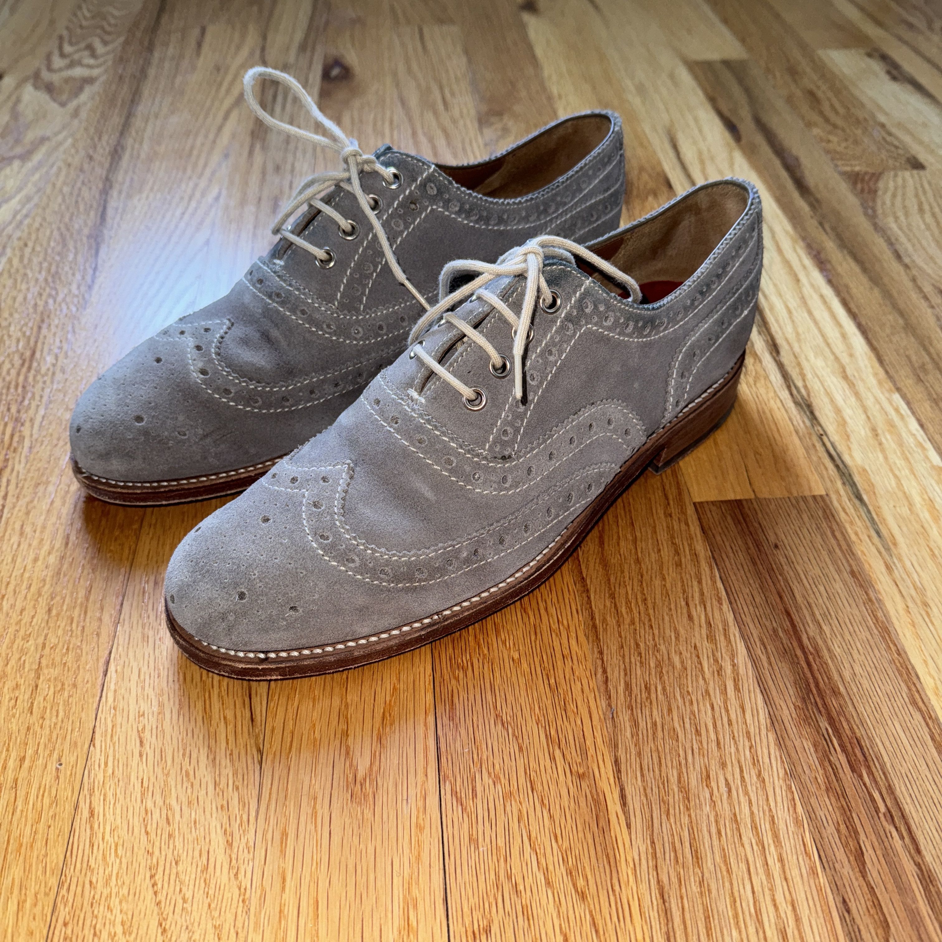 Grenson GRENSON GREY SUEDE BROGUE OXFORD SHOES WILLIAM MEN'S SIZE 8 Size US 8 / EU 41 - 1 Thumbnail