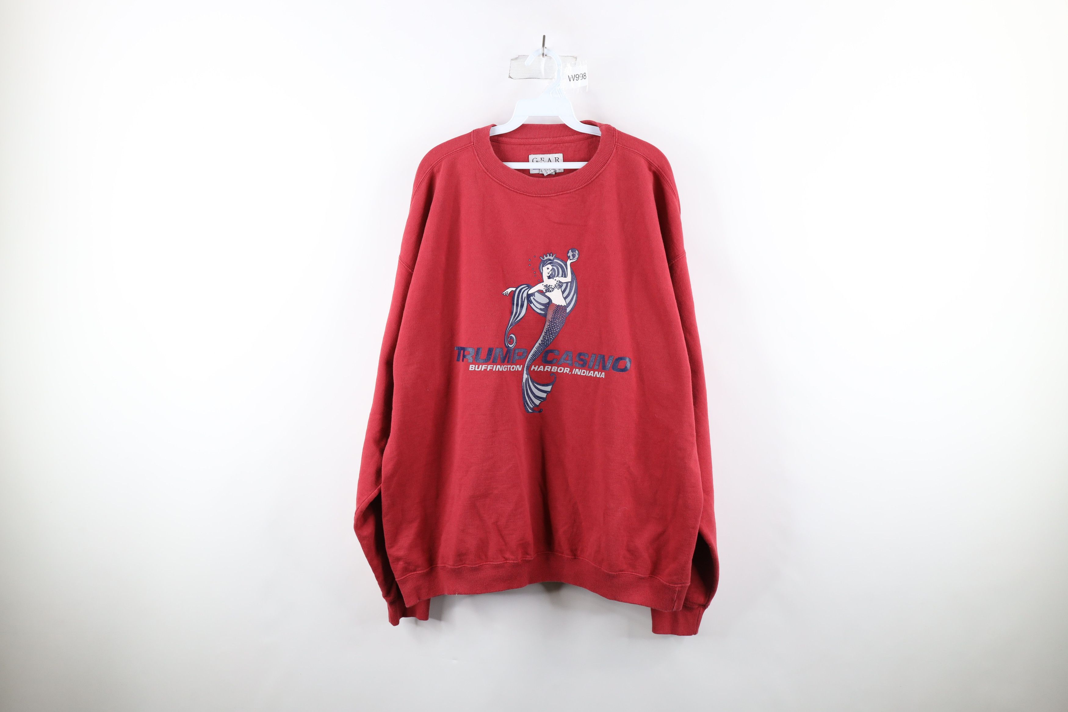 image of Vintage 90's Out Donald Trump Casino Crewneck Sweatshirt Usa in Red, Men's (Size XL)