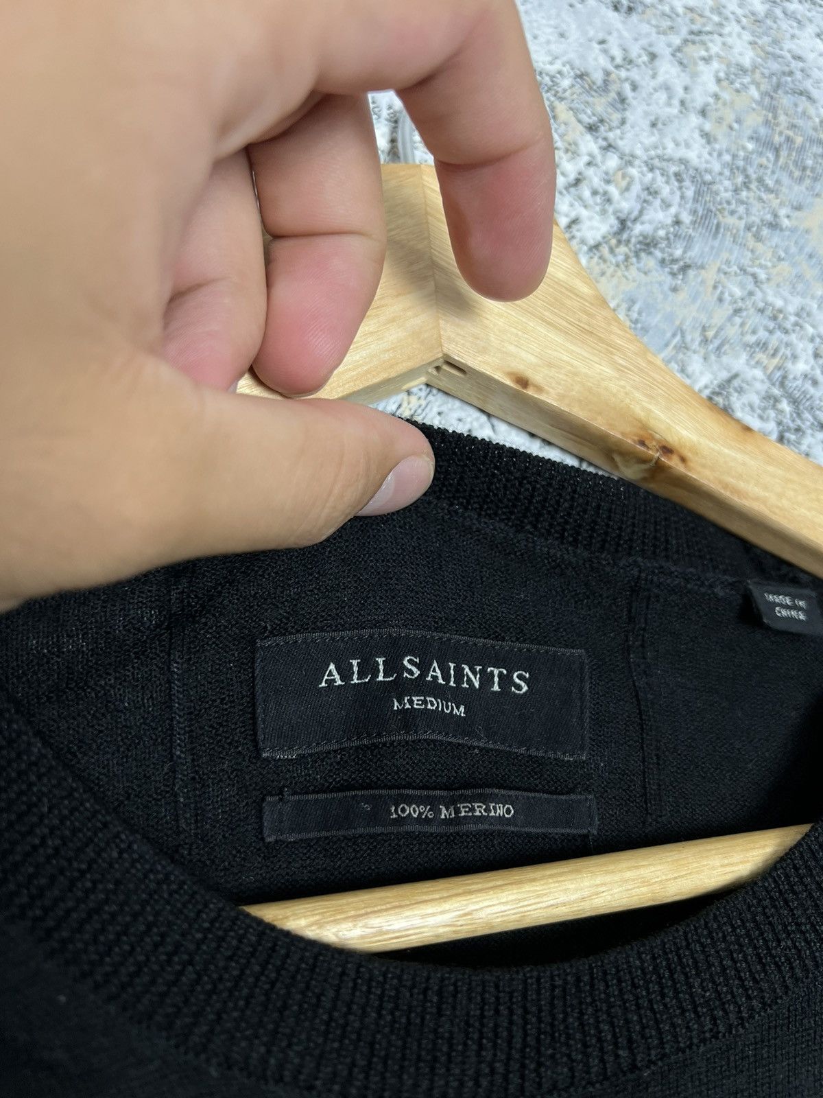 Allsaints Allsaints Sweater Black Chest Logo Merino Wool Jumper Size M Size US M / EU 48-50 / 2 - 3 Thumbnail