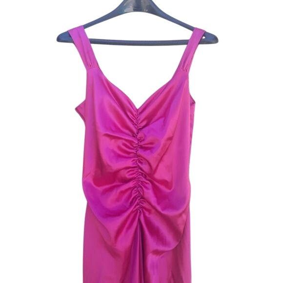 Jessica McClintock Vtg Gunne Sax Dress Sz 8 Pink Satin Formal Floor Ruffle Swee Size M / US 6-8 / IT 42-44 - 4 Thumbnail