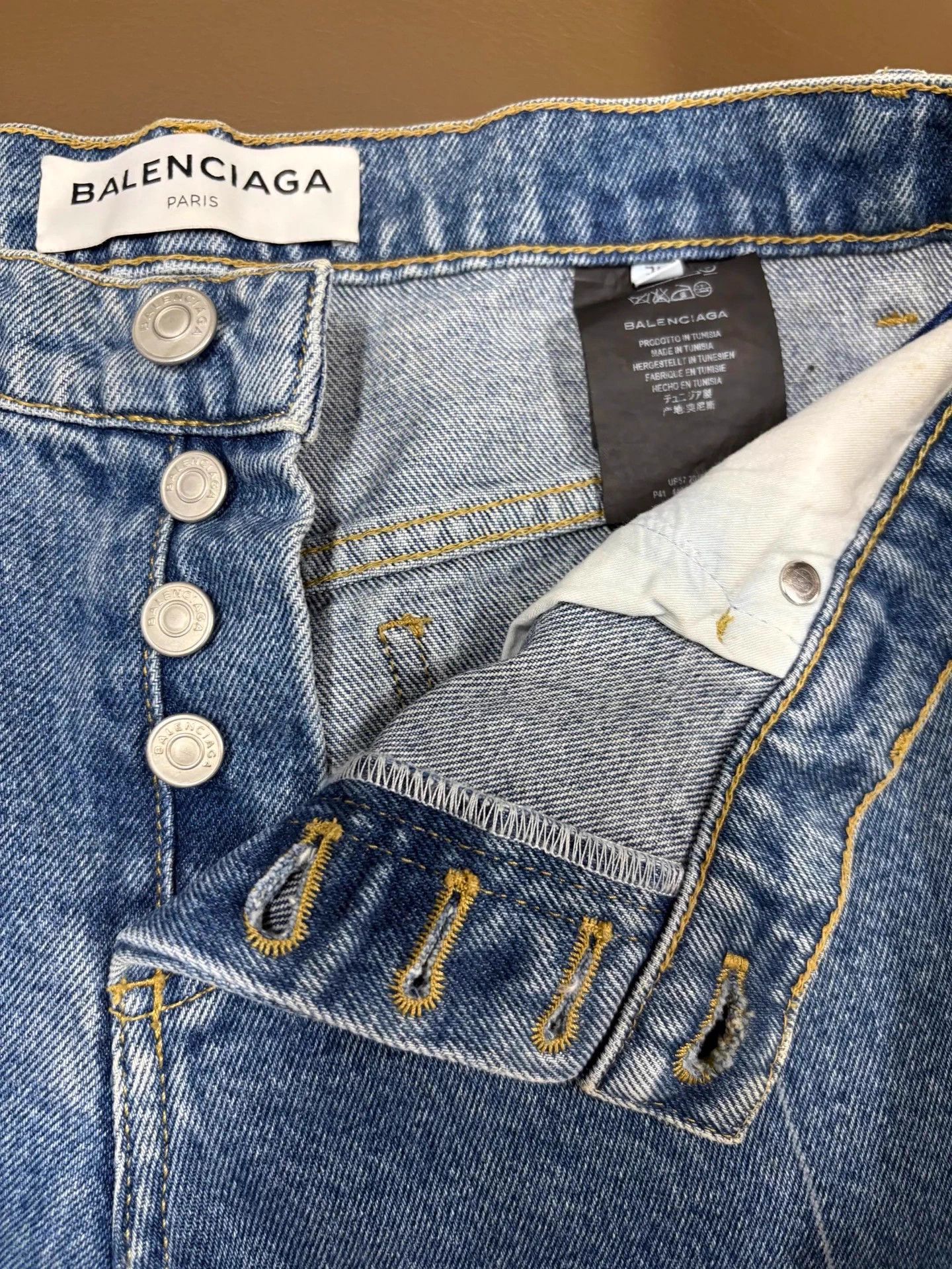 Balenciaga Balenciaga blue colorblocked straight cropped jeans 34 Size 25" / US 0 / IT 36 - 5 Thumbnail