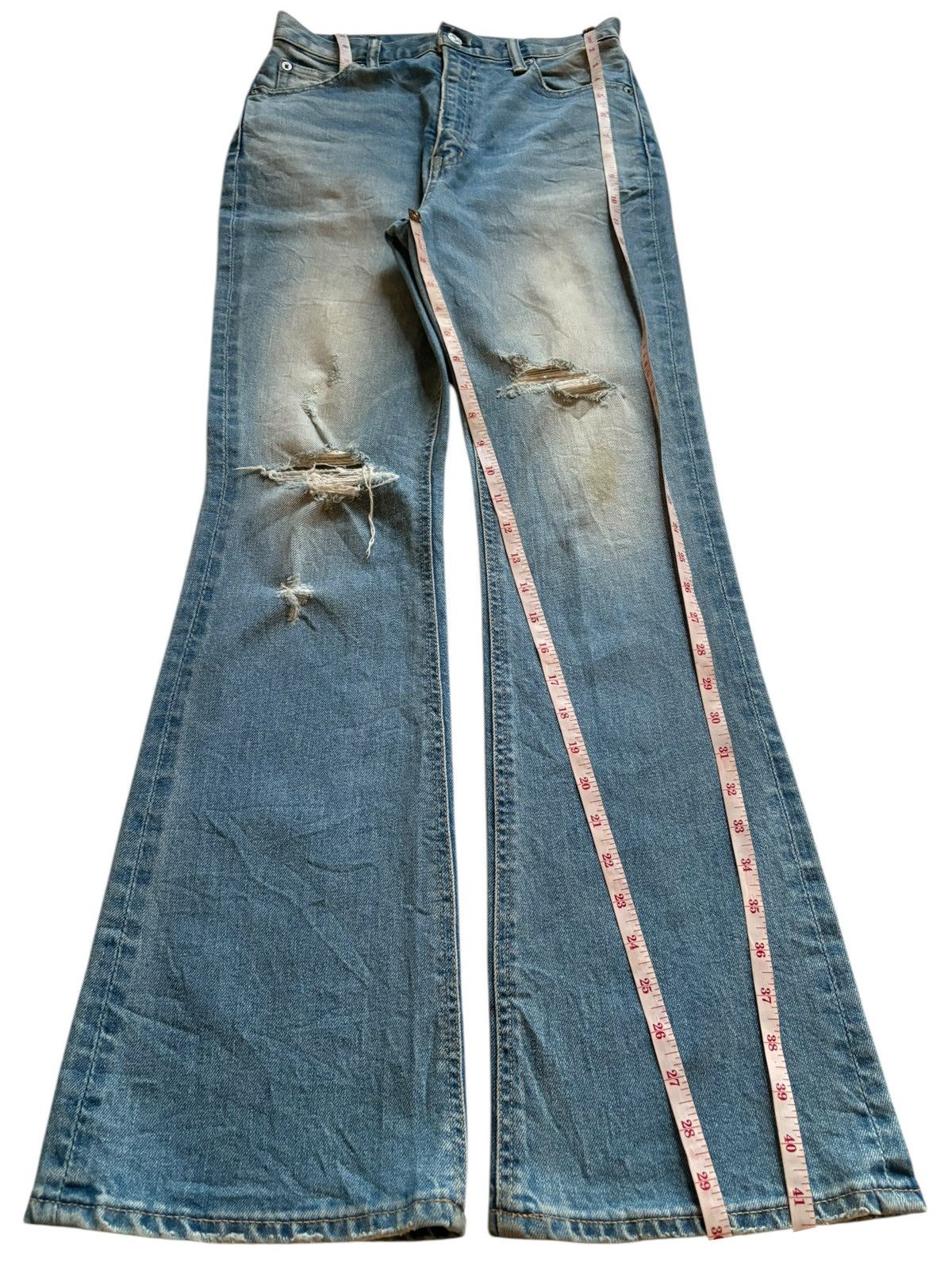 Japanese Brand Vintage Japanese Brand Mud Wash Distress Ripped Flare Jeans Size 27" / US 4 / IT 40 - 16 Thumbnail
