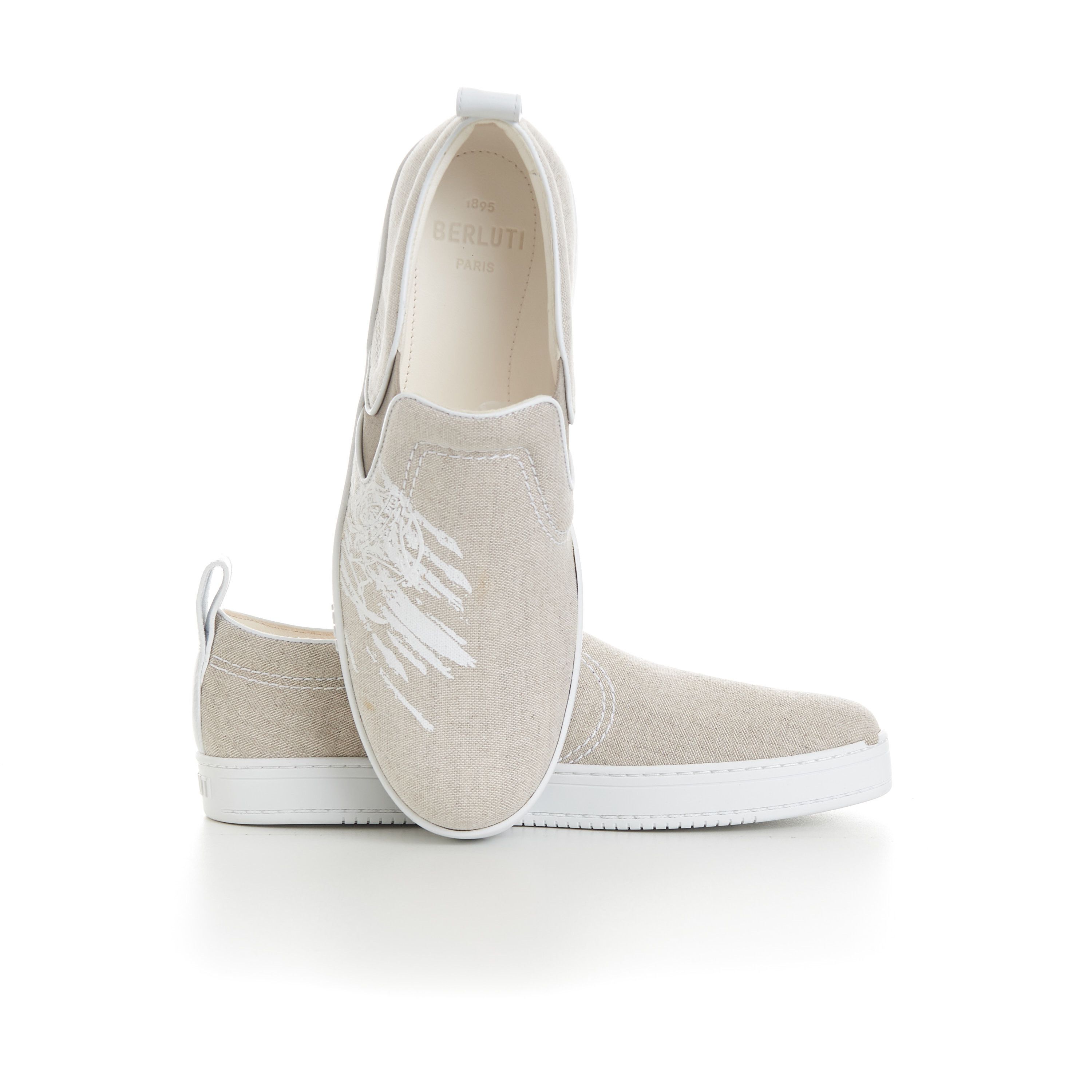 Berluti Beige Playtime Cotton Slip-On Sneakers - Size 8 | Grailed