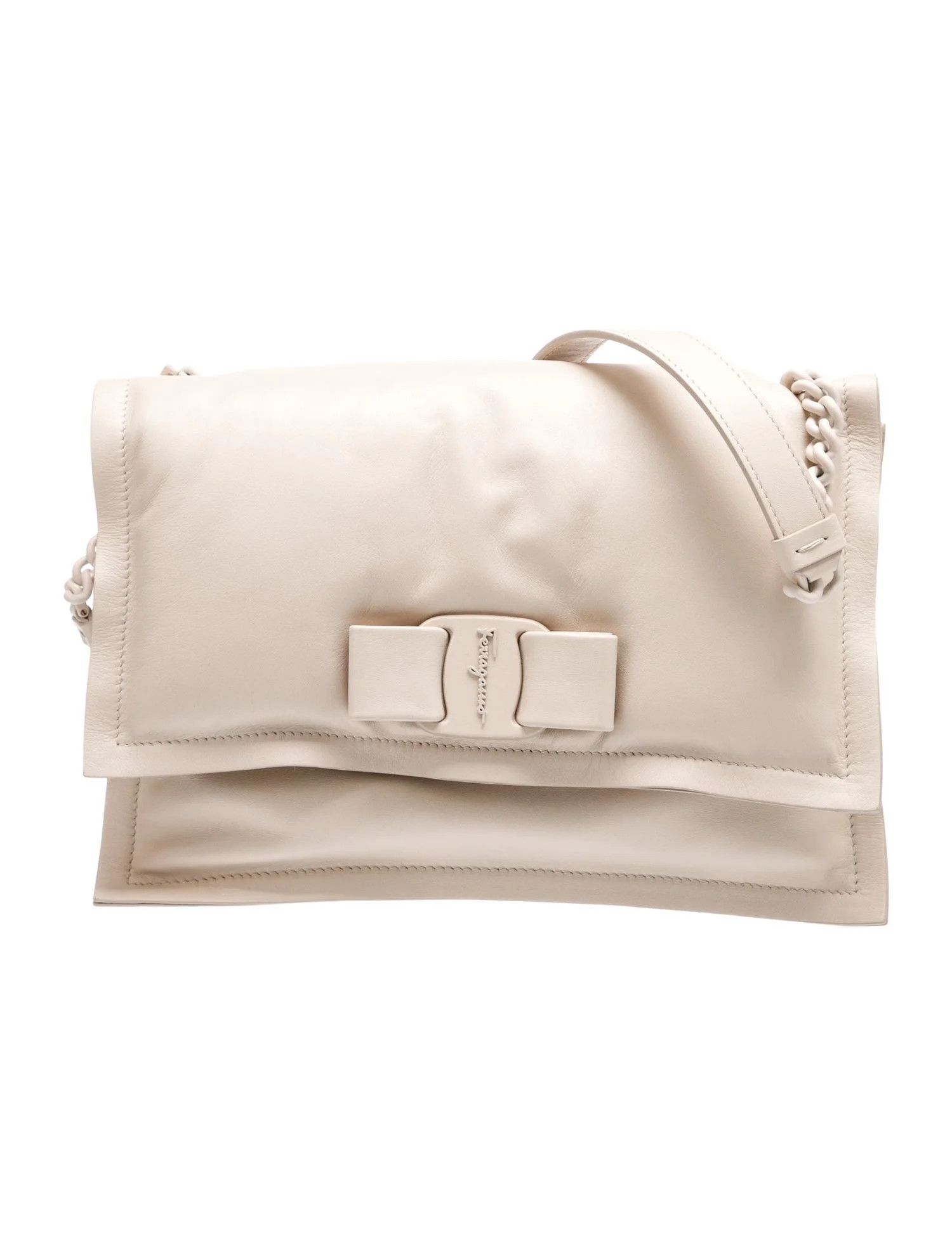 Salvatore Ferragamo o1s1rm1124 Size: OS / Padded Leather Shoulder Bag in White Size ONE SIZE - 1 Thumbnail