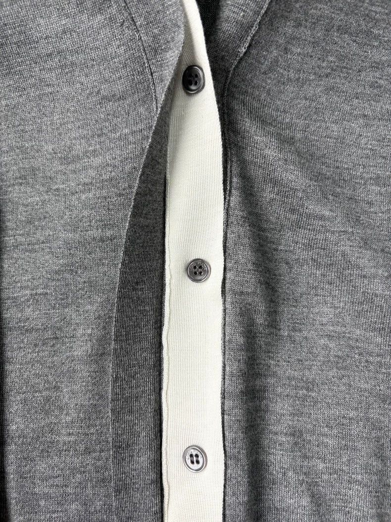 Loro Piana LORO PIANA Gray and white striped collar knit cardigan Size M / US 6-8 / IT 42-44 - 4 Thumbnail