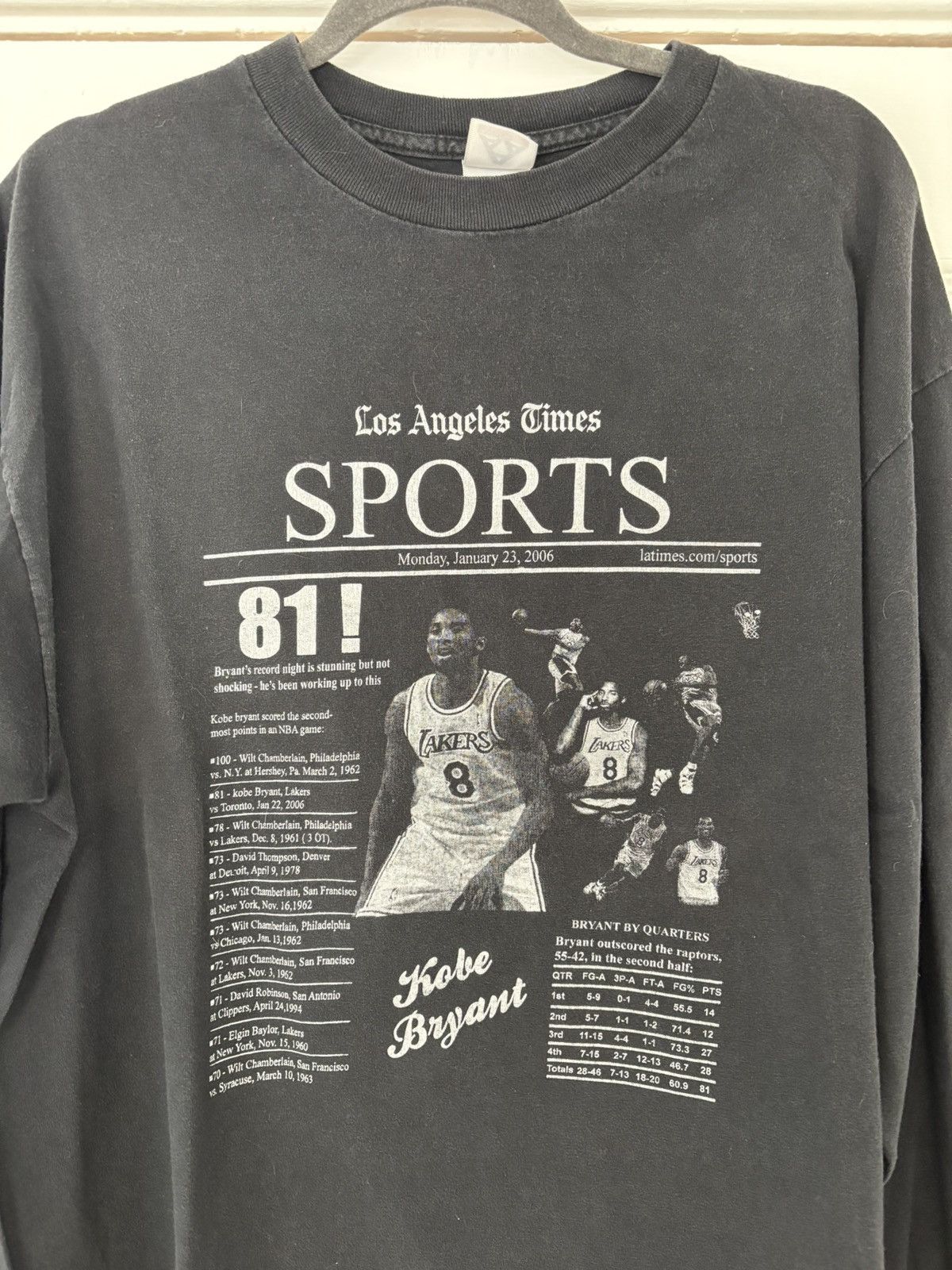 Alstyle Vintage Kobe Bryant “81 Points” Headline L/S Tee Size US XL / EU 56 / 4 - 2 Thumbnail