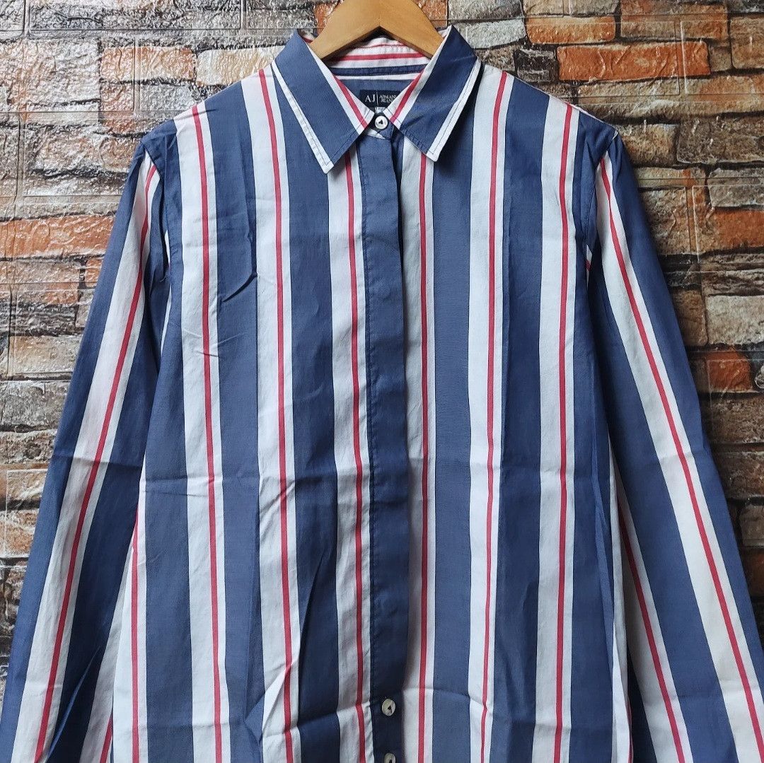 Armani × Designer ARMANI JEANS STRIPE LONG SLEEVE BUTTON SHIRT Size M / US 6-8 / IT 42-44 - 2 Thumbnail
