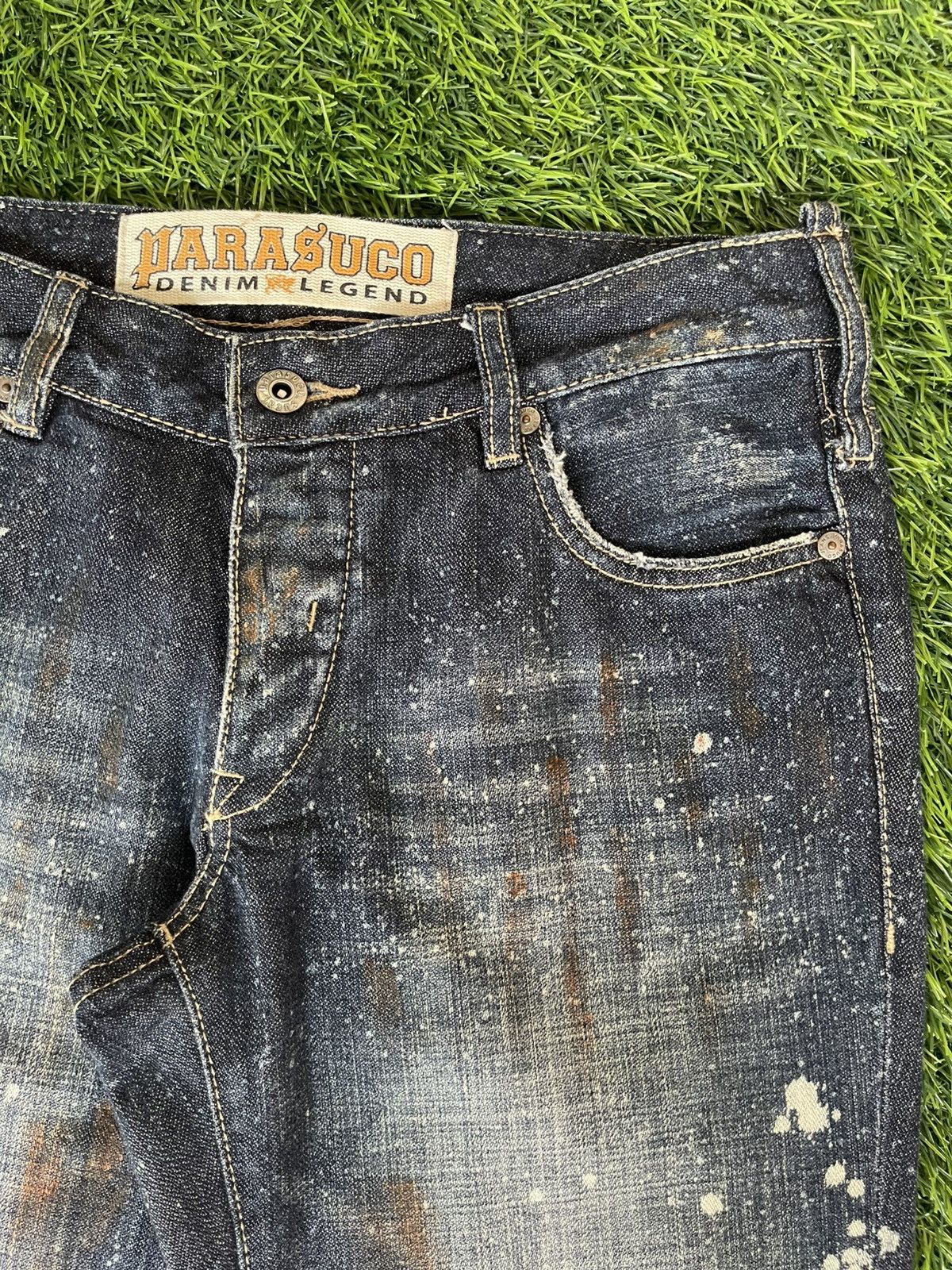 Parasuco Vintage🔥PARASUCO🔥Bootcut Rusty Blue Paint Denim Punk Size US 31 - 12 Thumbnail