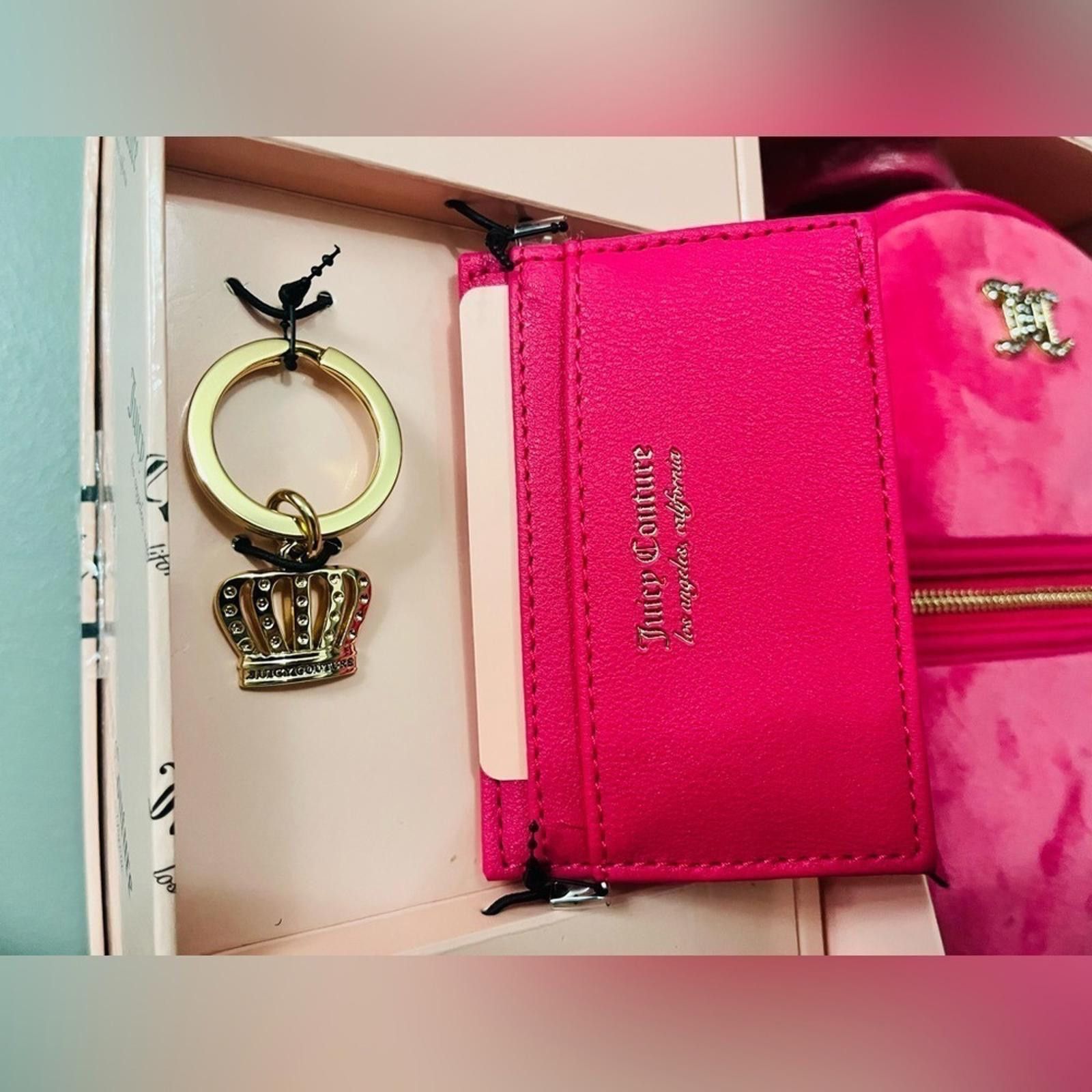 Juicy Couture Jeans Juicy Couture Pink Velvet Backpack, Card Case And Charm Size ONE SIZE - 2 Thumbnail