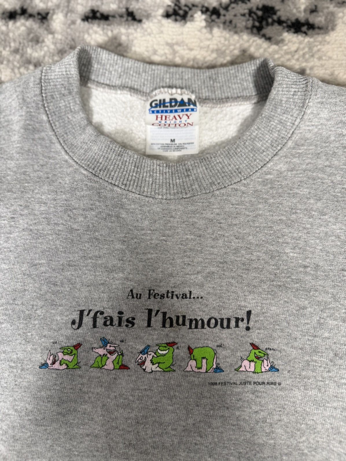 Gildan Vintage 1998 Just For Laugh French Cartoon Sweatshirt Size US M / EU 48-50 / 2 - 3 Thumbnail