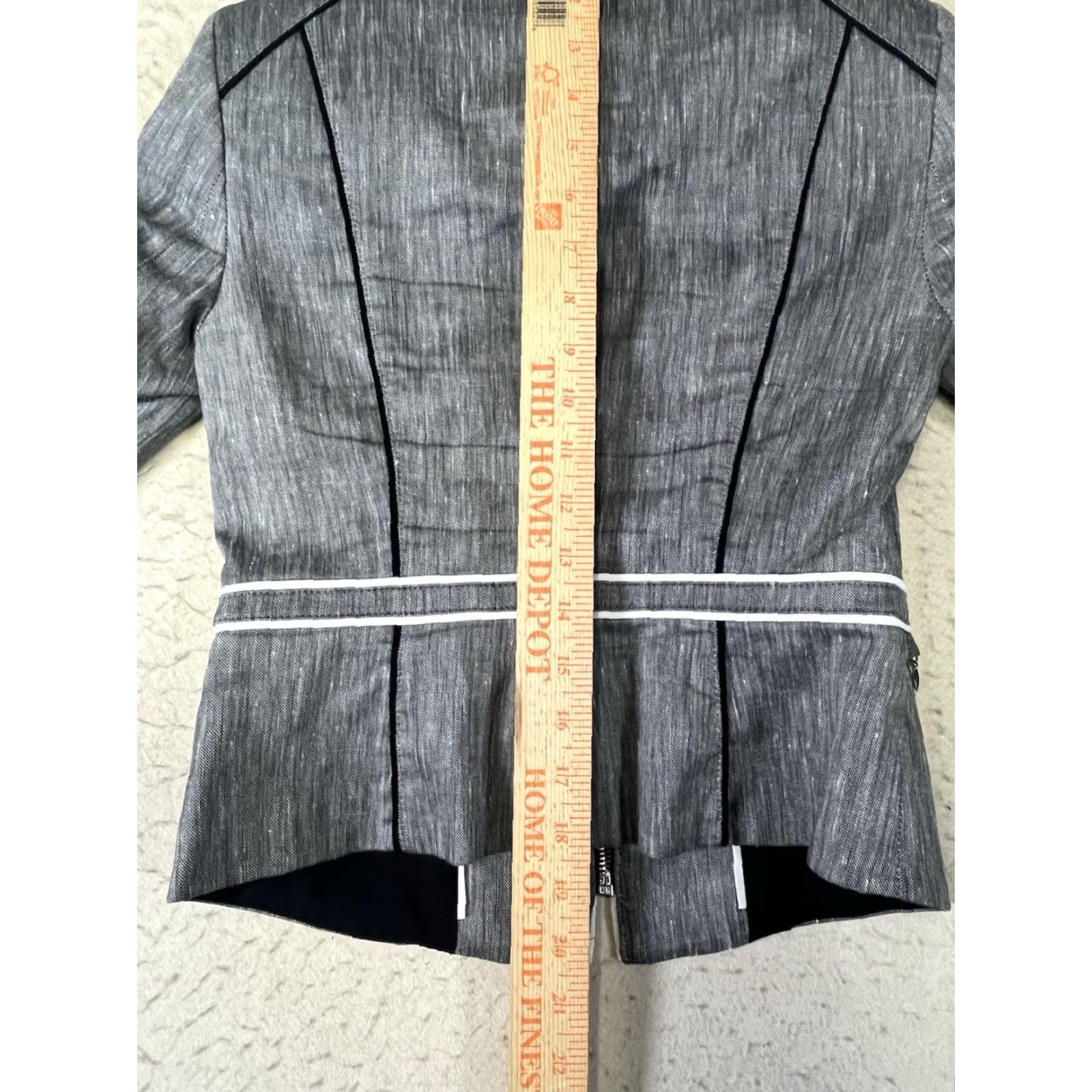 White House Black Market White House Black Market Jacket Women Full Zip Linen Blend 00 Black Stripes Short 3/4 Sleeve ZIP Career Workwear Casual Business Modern Size XXS / US 00 / IT 34 - 4 Thumbnail