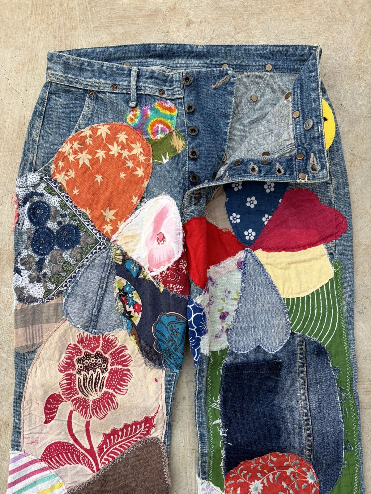 Kapital Archive 00s Kapital Kiro Hirata Patchwork Boro Flared Jeans Size US 32 / EU 48 - 5 Thumbnail