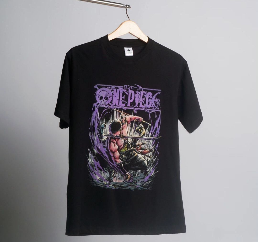 image of Vintage Anime One Piece Zoro Arc Wanokuni in Black, Men's (Size XL)