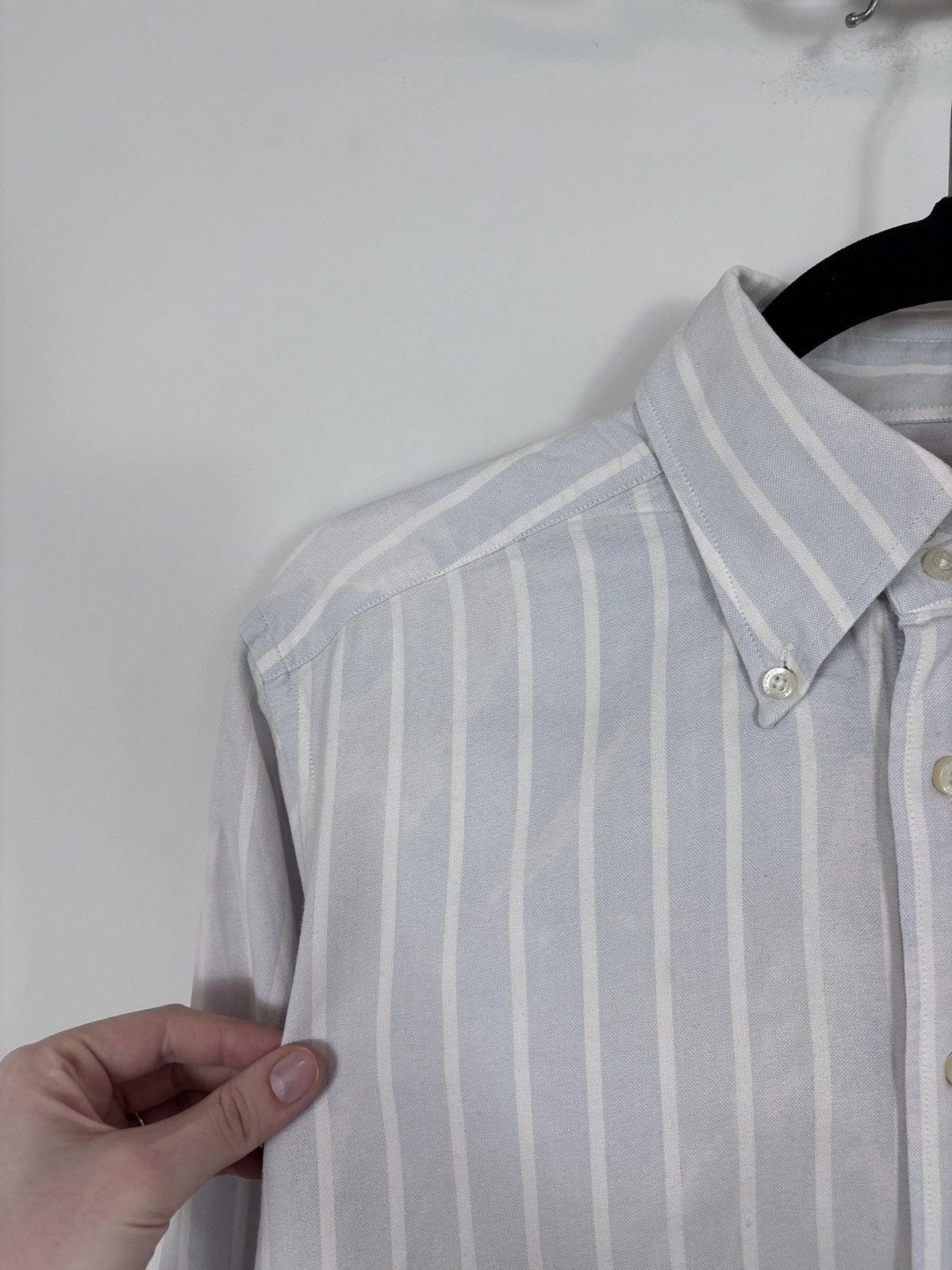 Etro Etro Milano Men’s White/Blue Striped Long Sleeve Shirt Size US L / EU 52-54 / 3 - 3 Thumbnail