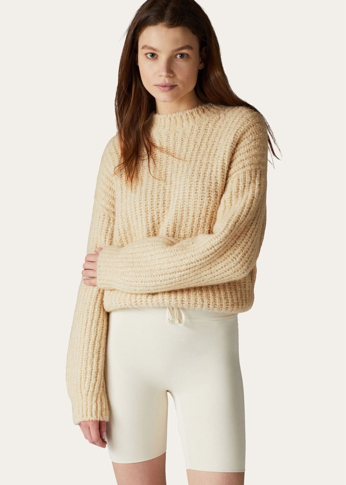 Loro Piana o1srvl11e1125 FAM6336 Cocooning Crewneck Sweater in Beige Size S / US 4 / IT 40 - 5 Thumbnail