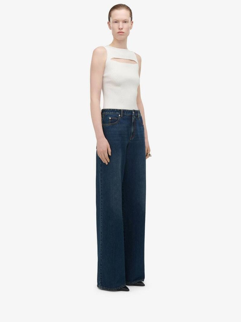 Alexander McQueen o1srvl11e0326 Slashed Knit Top in Ivory Size L / US 10 / IT 46 - 4 Thumbnail