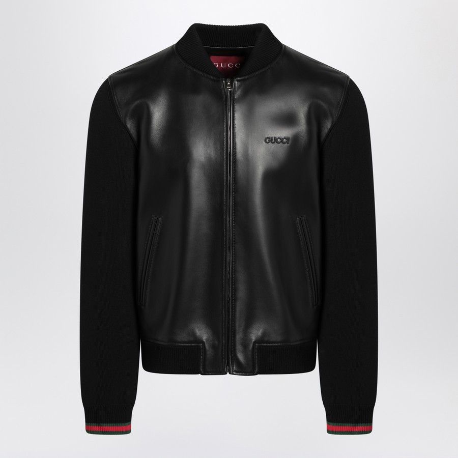 Gucci o1d2blof0325 Bomber Leather Jacket in Black Size US M / EU 48-50 / 2 - 1 Thumbnail