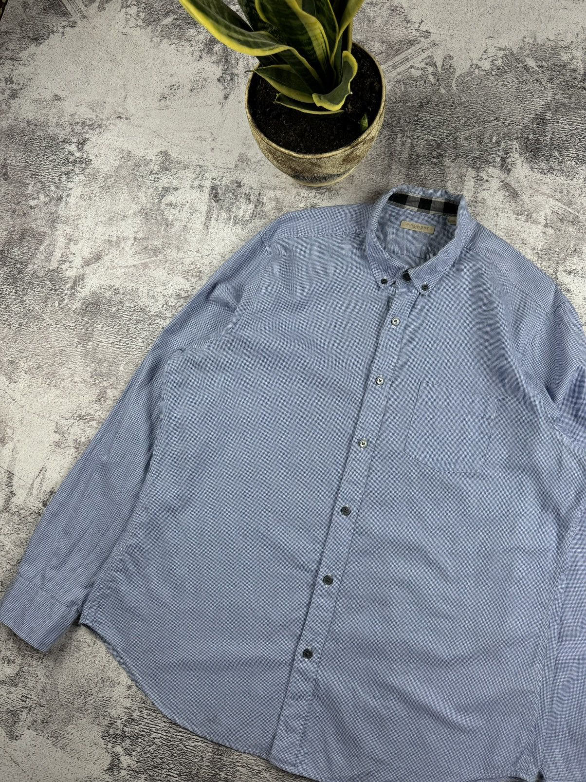Burberry Burberry Brit London Nova Check Blue Basic Longsleeve Shirt Size US XL / EU 56 / 4 - 3 Thumbnail