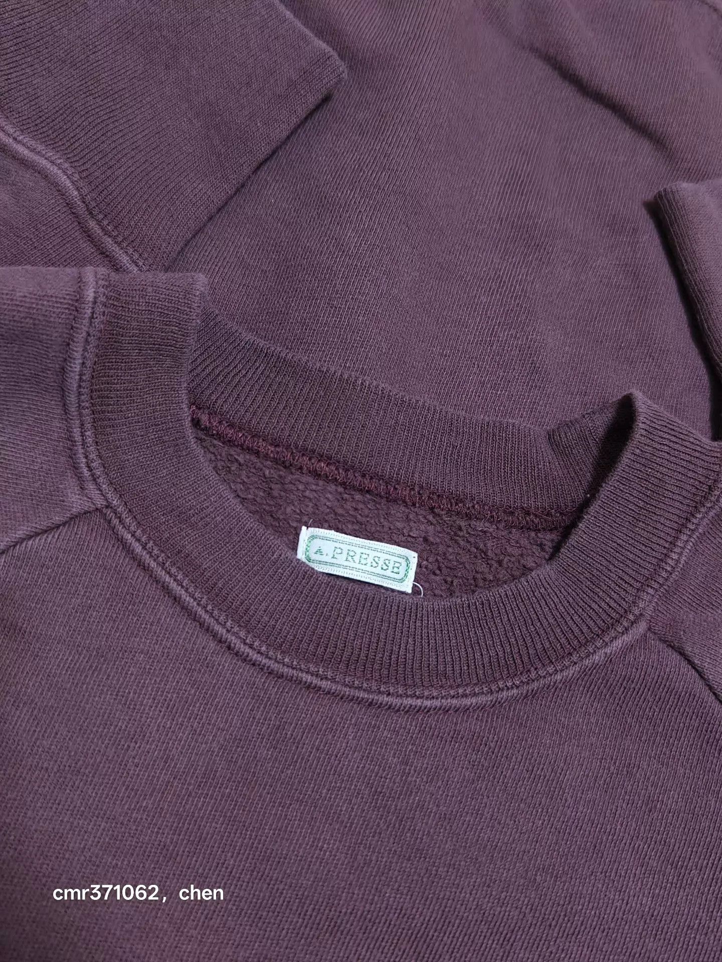A.PRESSE APRESSE 26ss Vintage Crewneck Sweatshirt Burgundy 3 Size US L / EU 52-54 / 3 - 6 Thumbnail