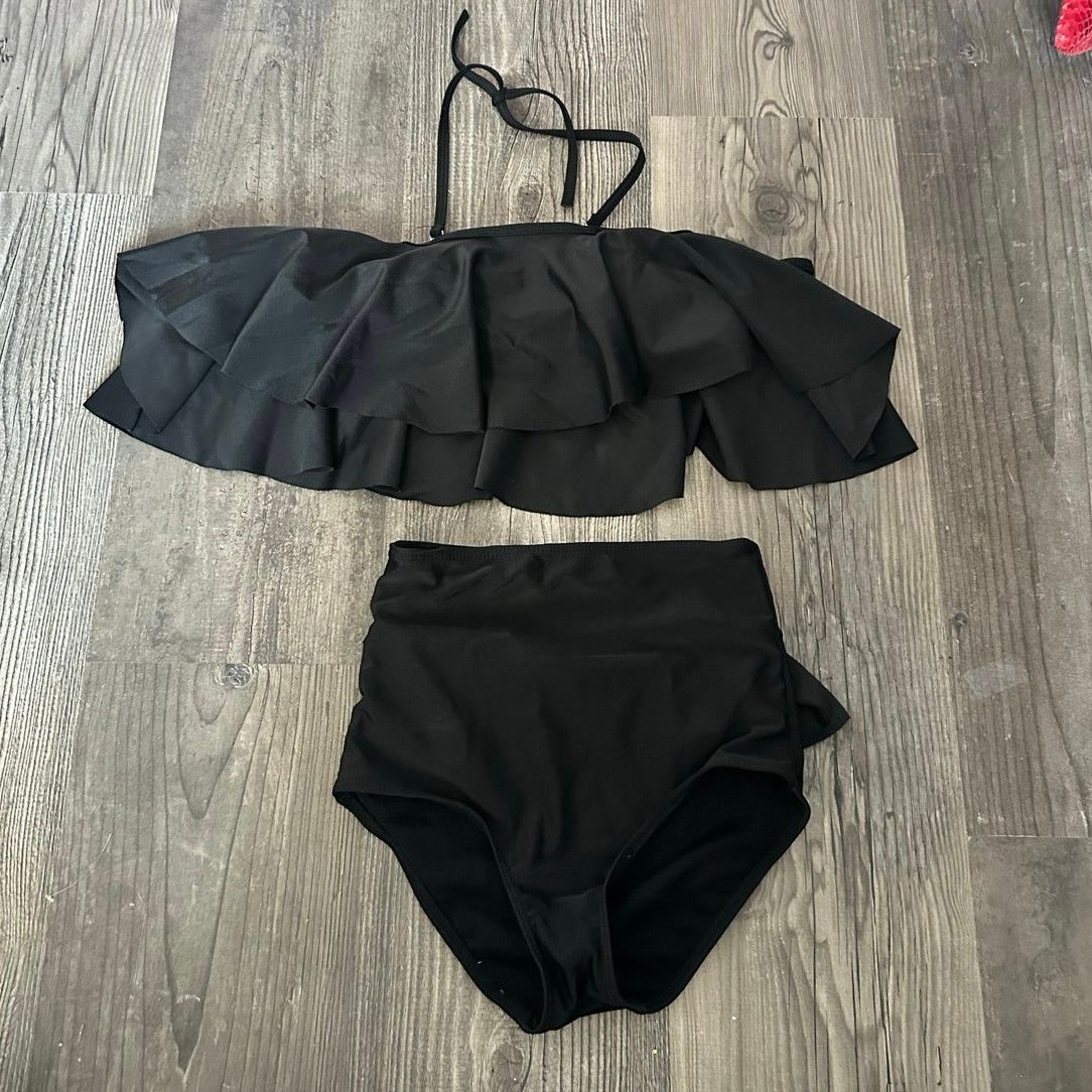 Shein shein black two piece swimsuit high waisted Size S / US 4 / IT 40 - 1 Thumbnail