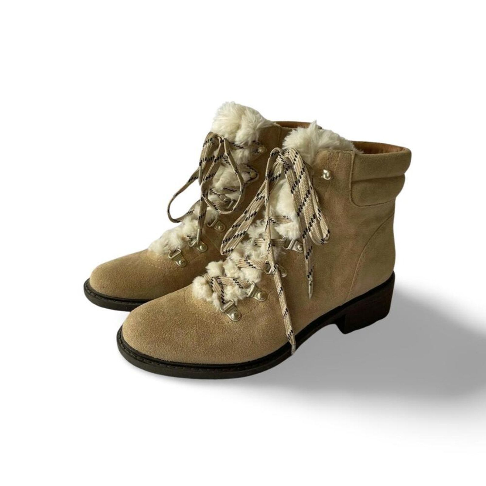 Sam Edelman Cozy Sam Edelman Suede Faux Fur Lined Lace-Up Boots Size US 8.5 / IT 38.5 - 3 Thumbnail