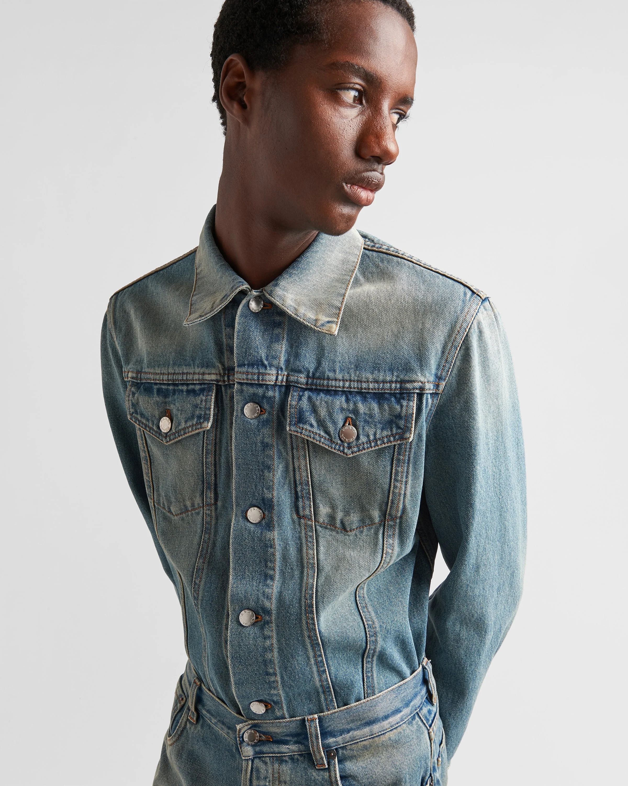 Prada o1mt1gz0226 Denim Blouson Jacket in Light Blue Size US M / EU 48-50 / 2 - 6 Thumbnail