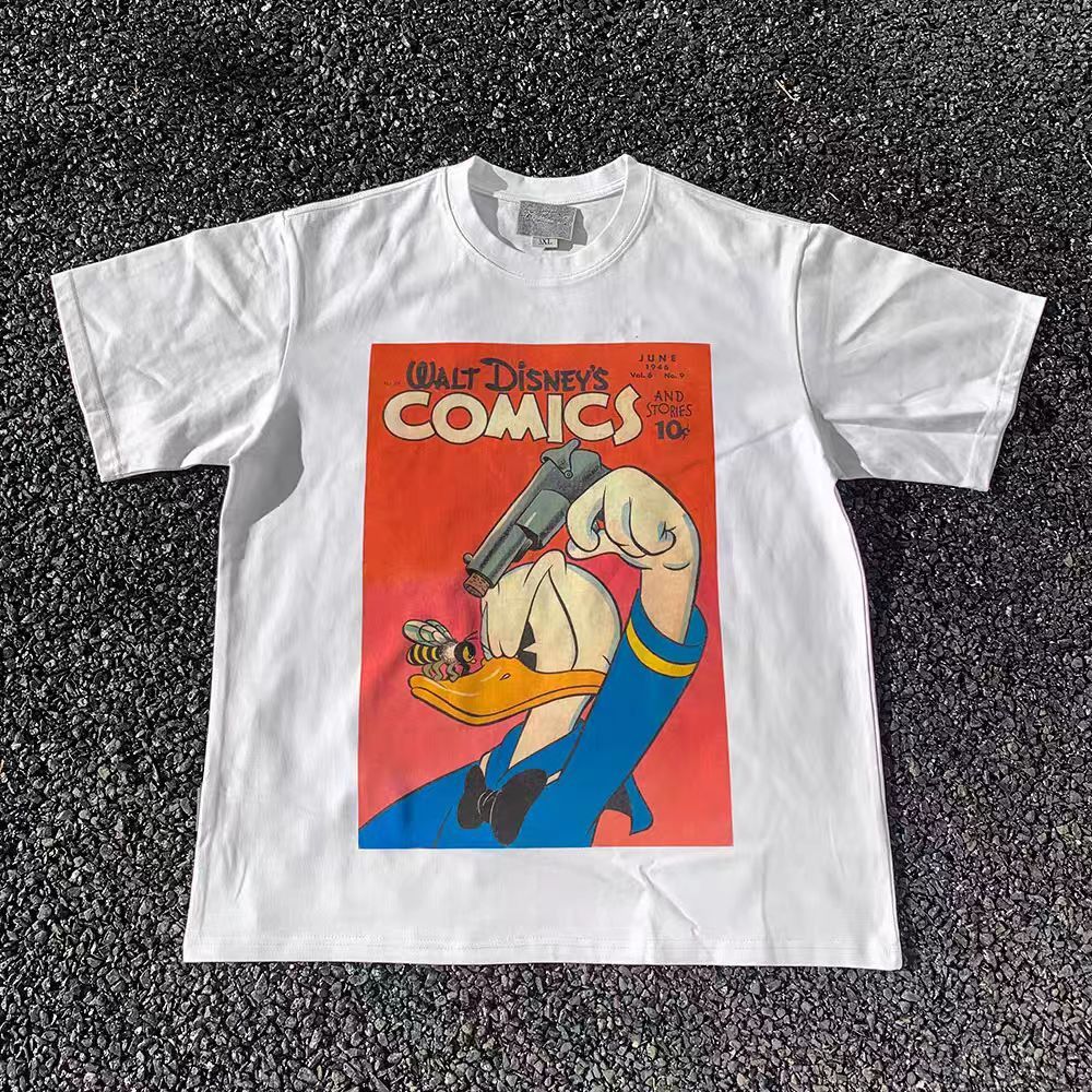 Japanese Brand × Vintage White street washed retro cartoon duck print t-shirt Size US M / EU 48-50 / 2 - 1 Thumbnail