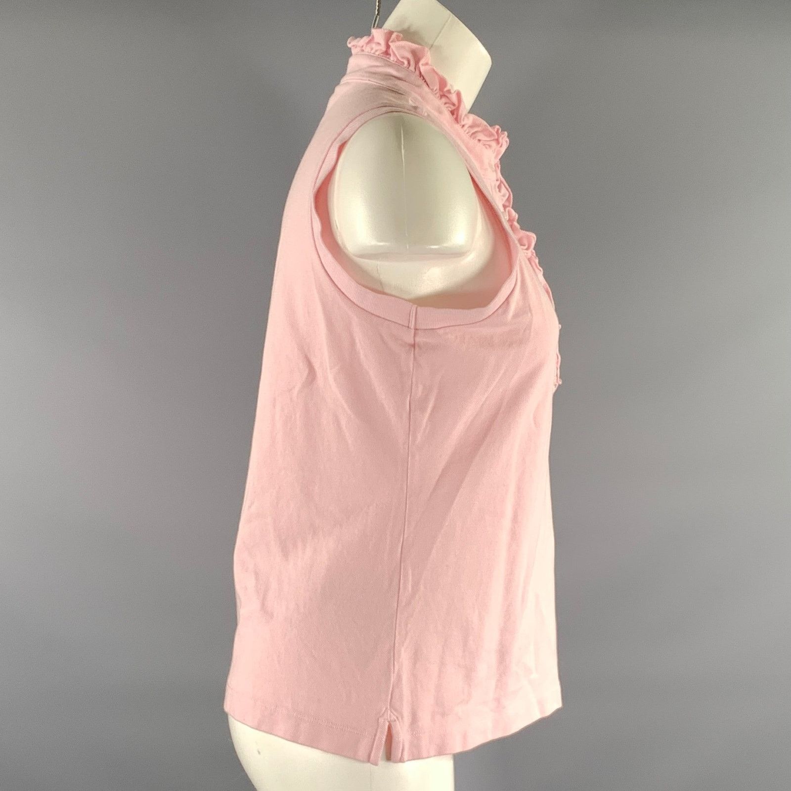 Brooks Brothers BROOKS BROTHERS Size M Pink Cotton Blend Polo Casual Top Size M / US 6-8 / IT 42-44 - 3 Thumbnail
