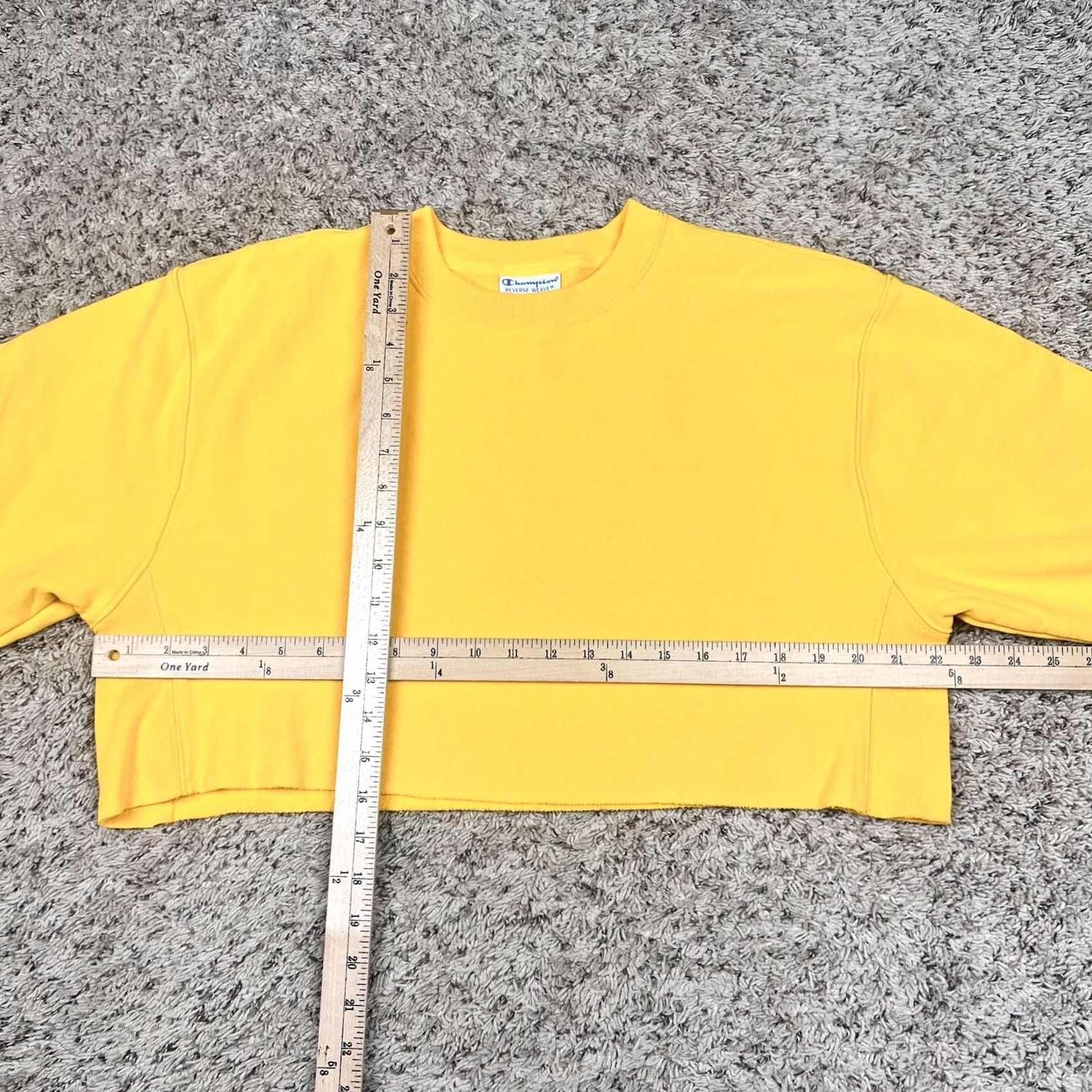Champion VINTAGE Champion Reverse Weave Cropped Sweatshirt Womens Medium Yellow Cotton Blend Size M / US 6-8 / IT 42-44 - 6 Thumbnail
