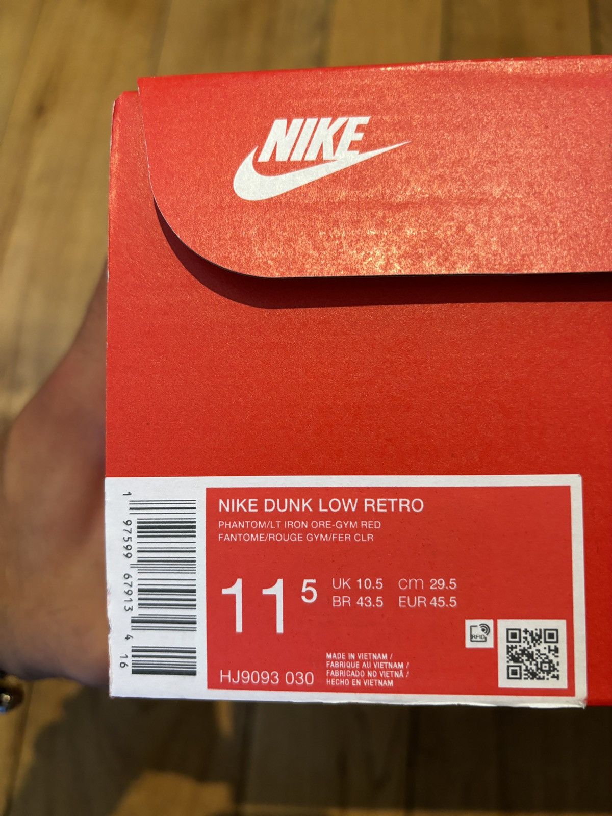 Nike Nike Dunk Low Iron Grey Gym Red Size US 11.5 / EU 44-45 - 10 Thumbnail