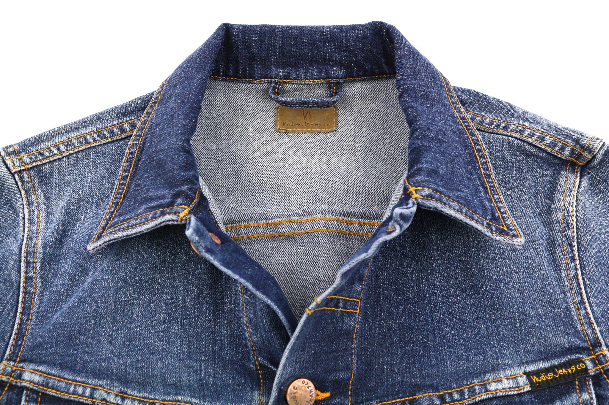 Nudie Jeans PERRY XS Excellent Blue Washed Logo Denim Jacket 81952 Size US XS / EU 42 / 0 - 4 Thumbnail
