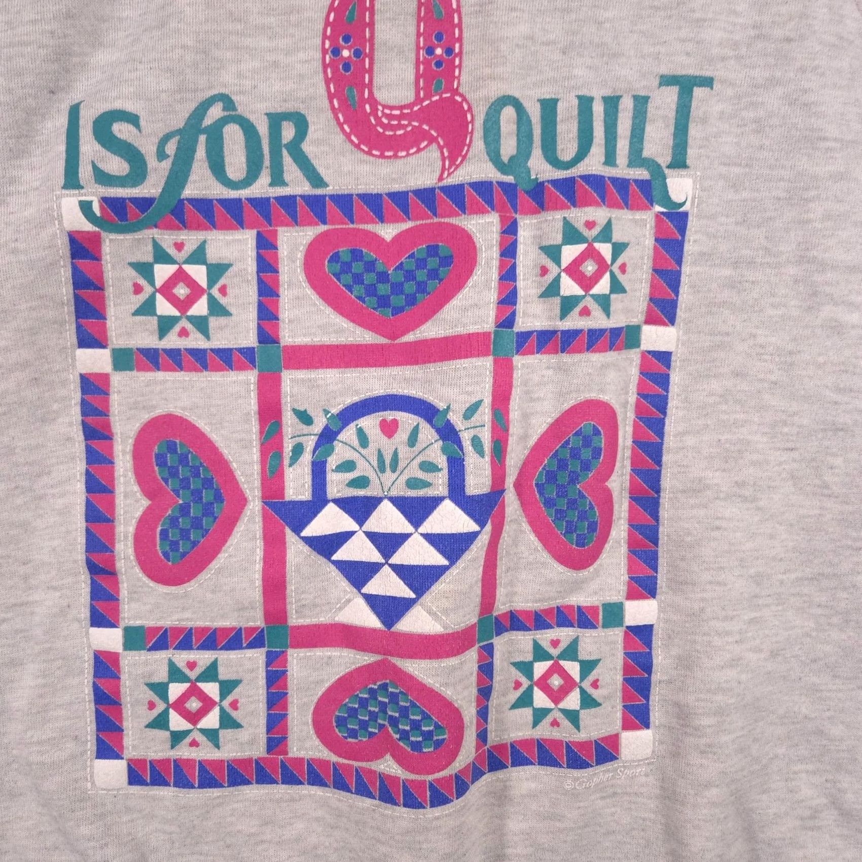 Vintage Vintage Gopher Sport Sweatshirt Womens Large Gray Q Is For Quilt Collared 90s Size L / US 10 / IT 46 - 4 Thumbnail