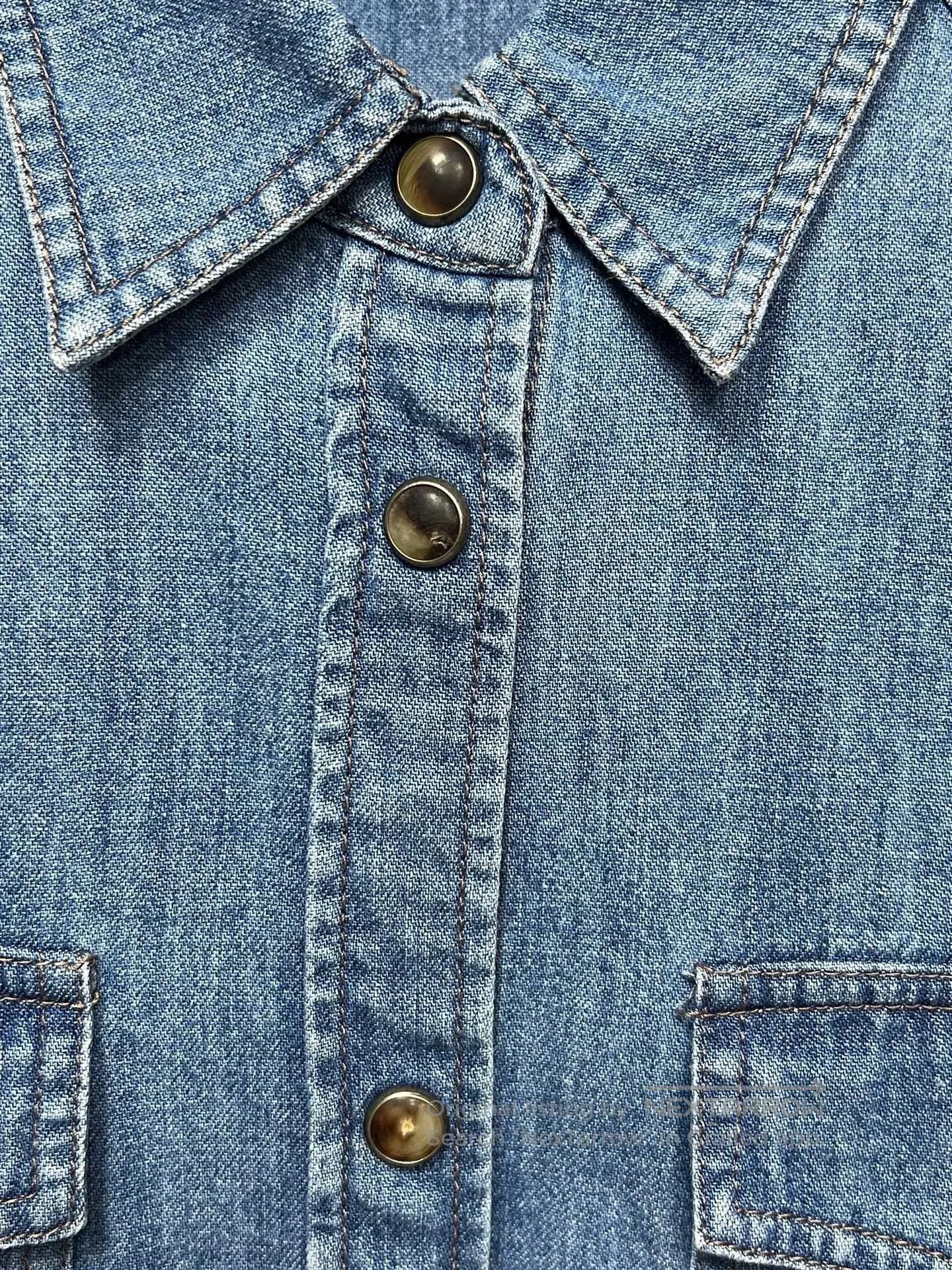 Brunello Cucinelli Brunello Cucinelli Beaded Denim Shirt. Size L / US 10 / IT 46 - 4 Thumbnail