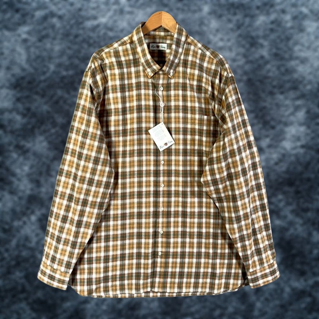 Vintage Alan Paine Flannel Shirt Mens 2XL Brown Plaid Long Sleeve Button-Up Cotton Shirt Size US XXL / EU 58 / 5 - 1 Thumbnail